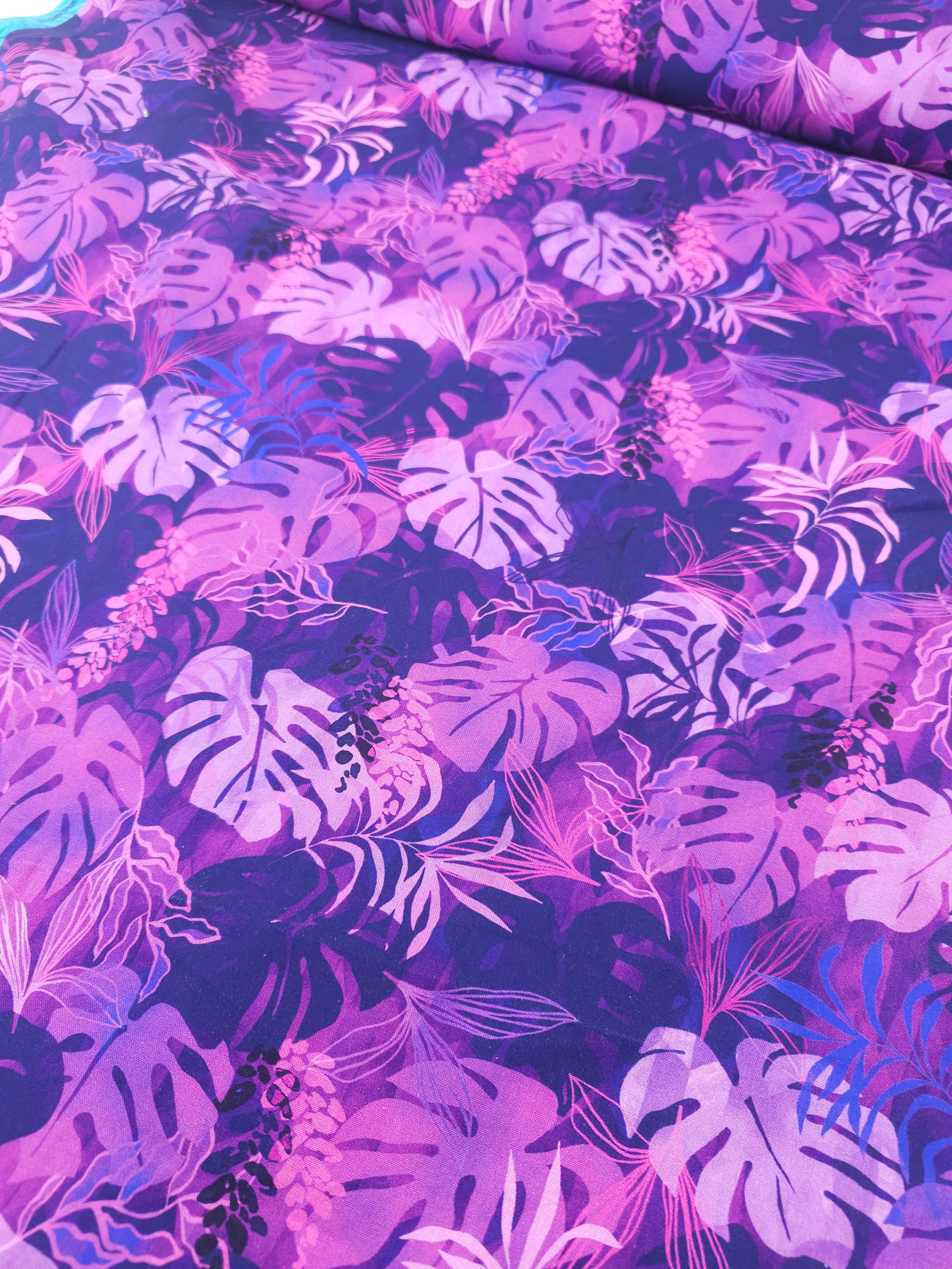 Purple Palm Leaf 100% Cotton 106” - Robert Kaufman *EXTRA WIDE*