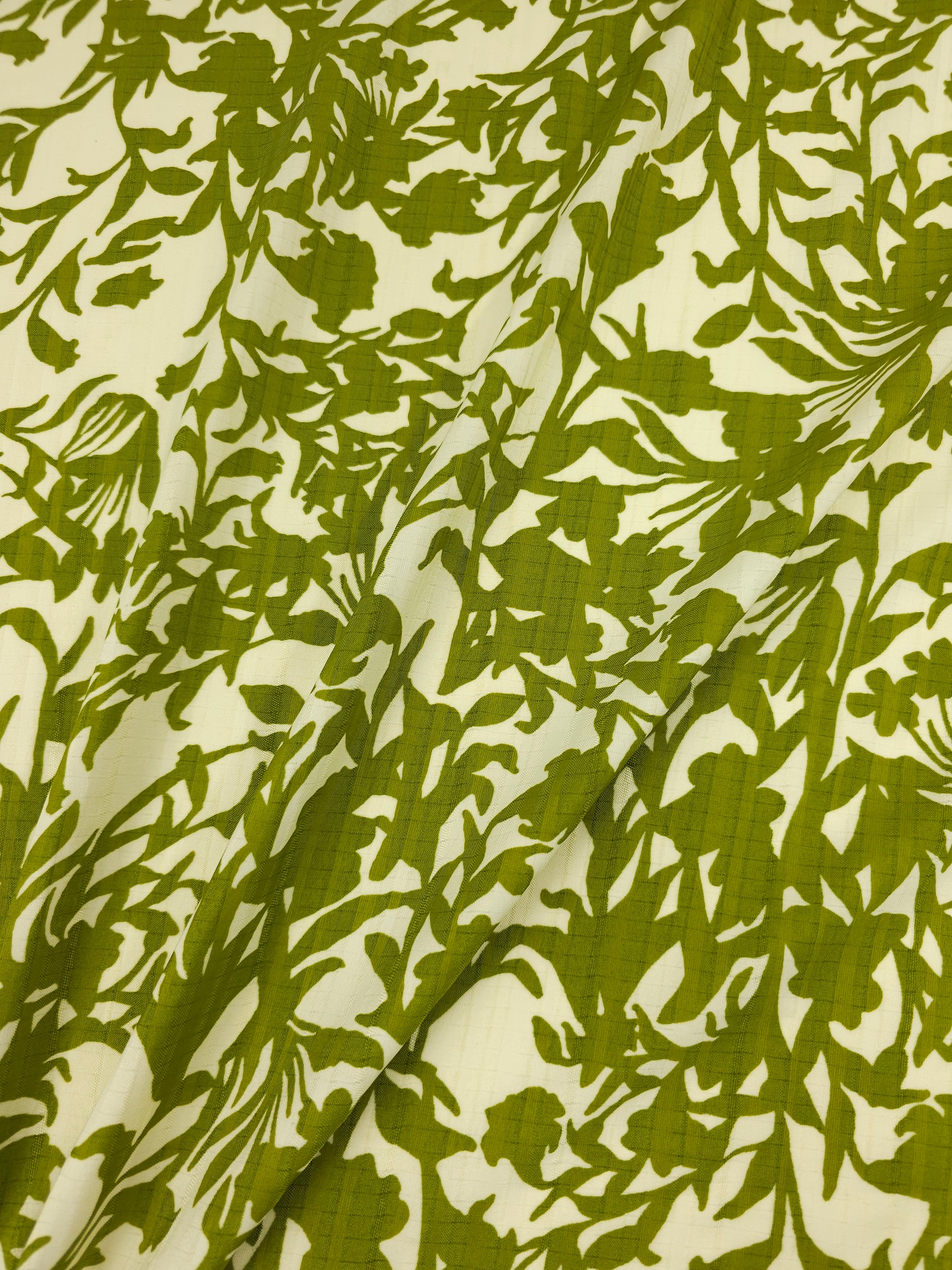 Deep Lime Leaf Branch Poly Viscose
