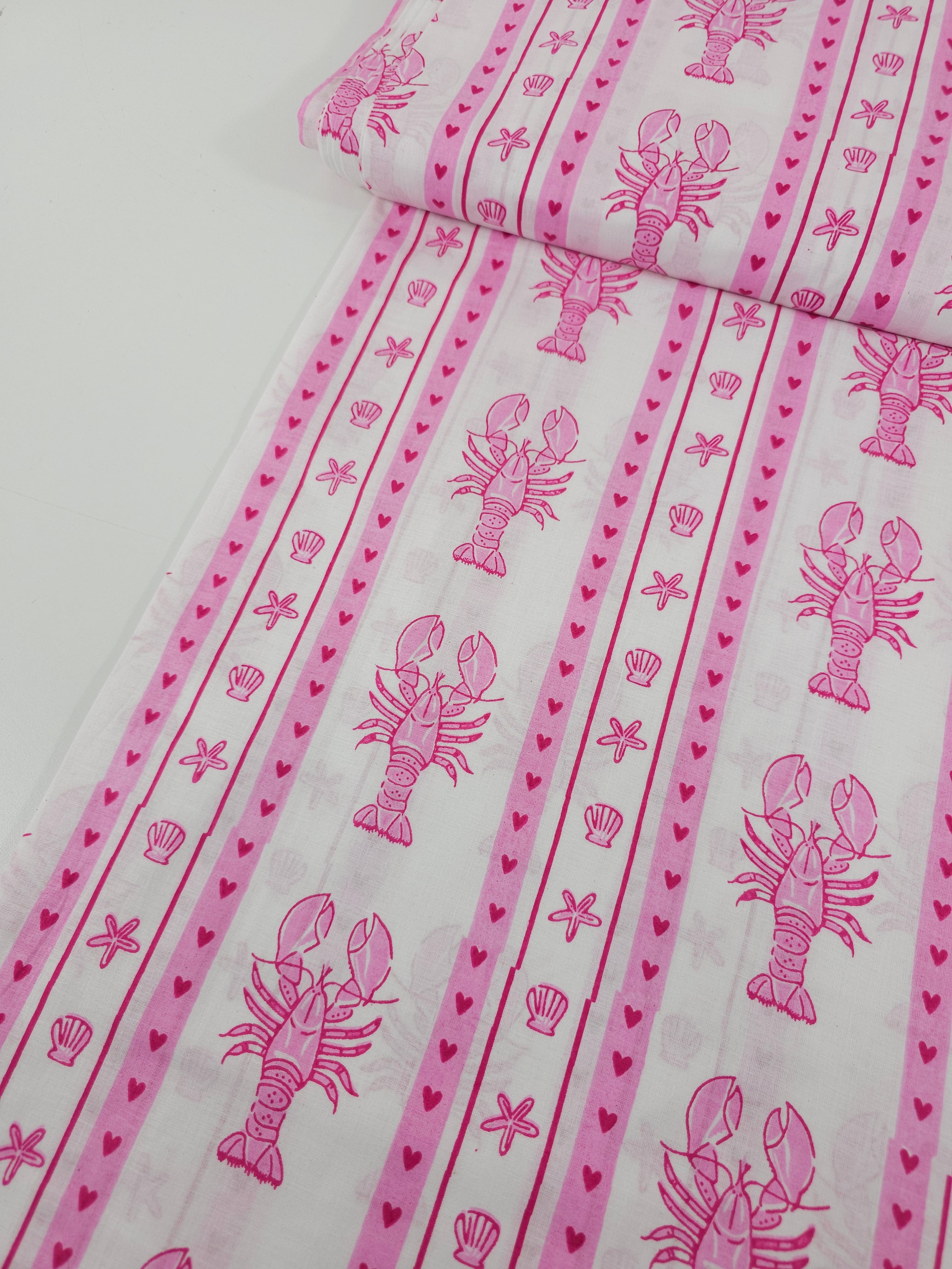 Pink Lobster Shell Stripe Cambric Cotton