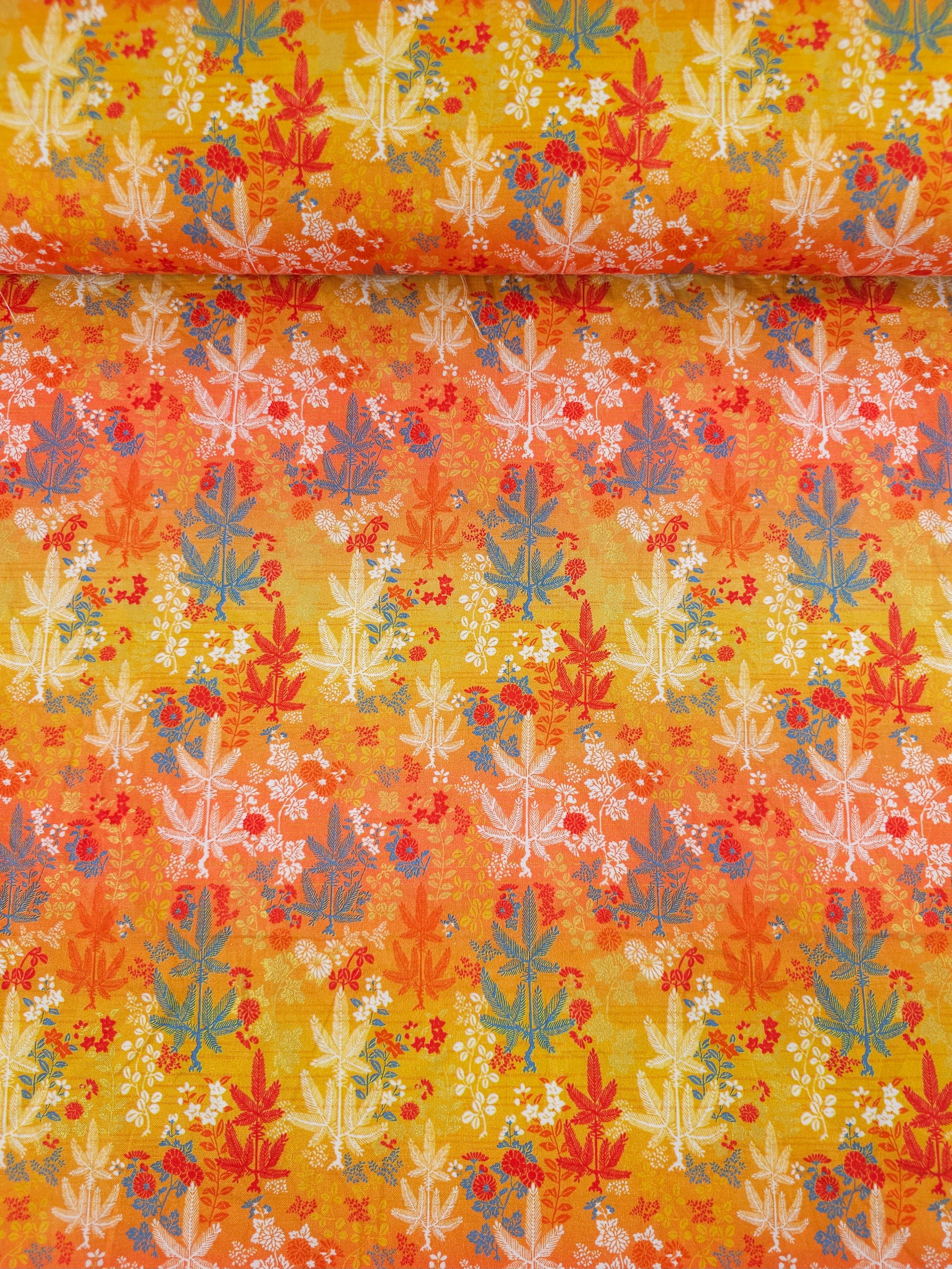 Orange Serenity Leaf 100% Cotton