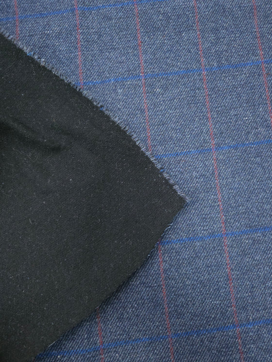 Navy/Red Check Poly Wool