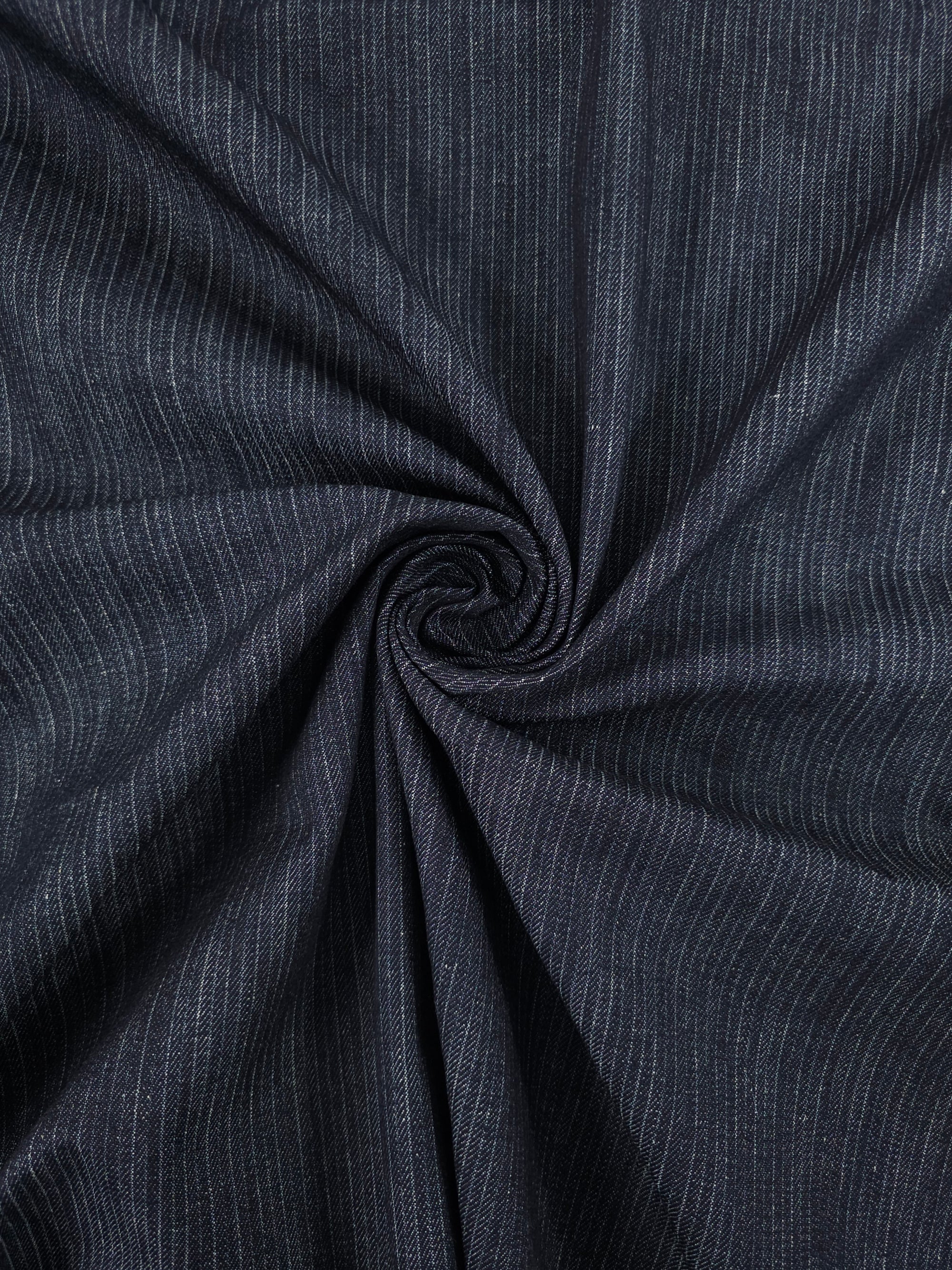 Charcoal Navy Pinstripe Twill Denim