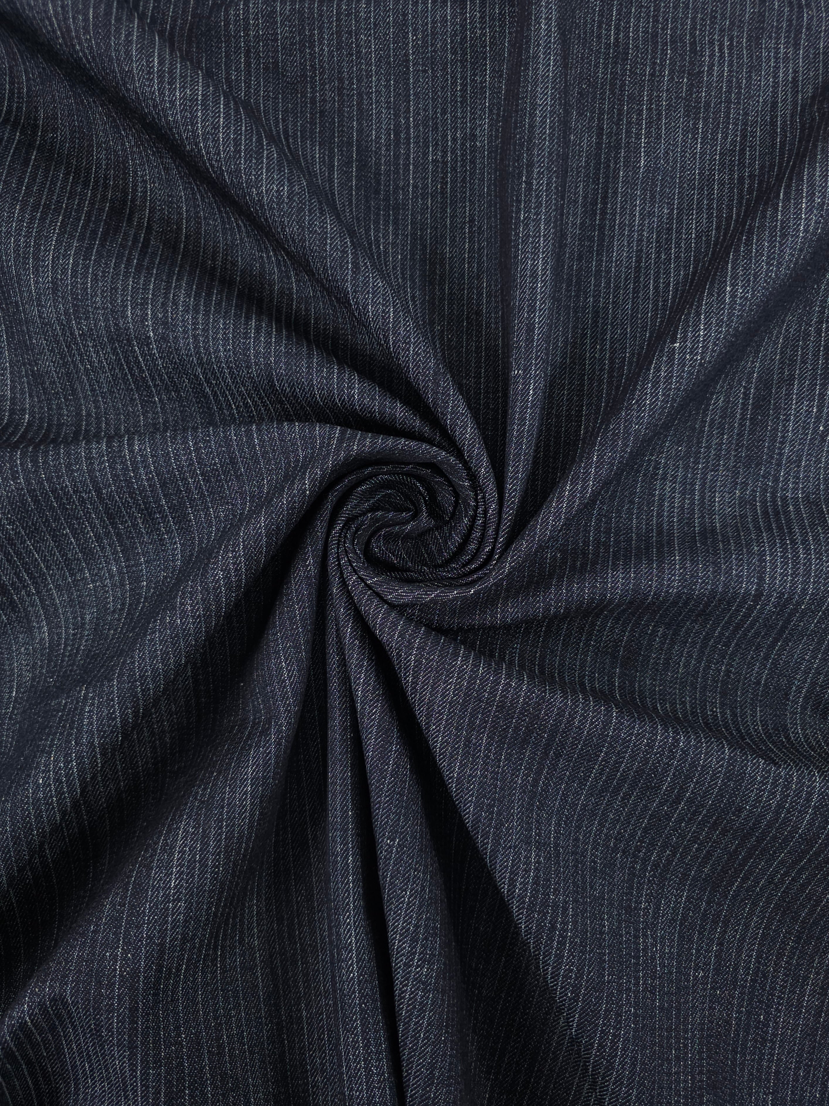 Charcoal Navy Pinstripe Twill Denim