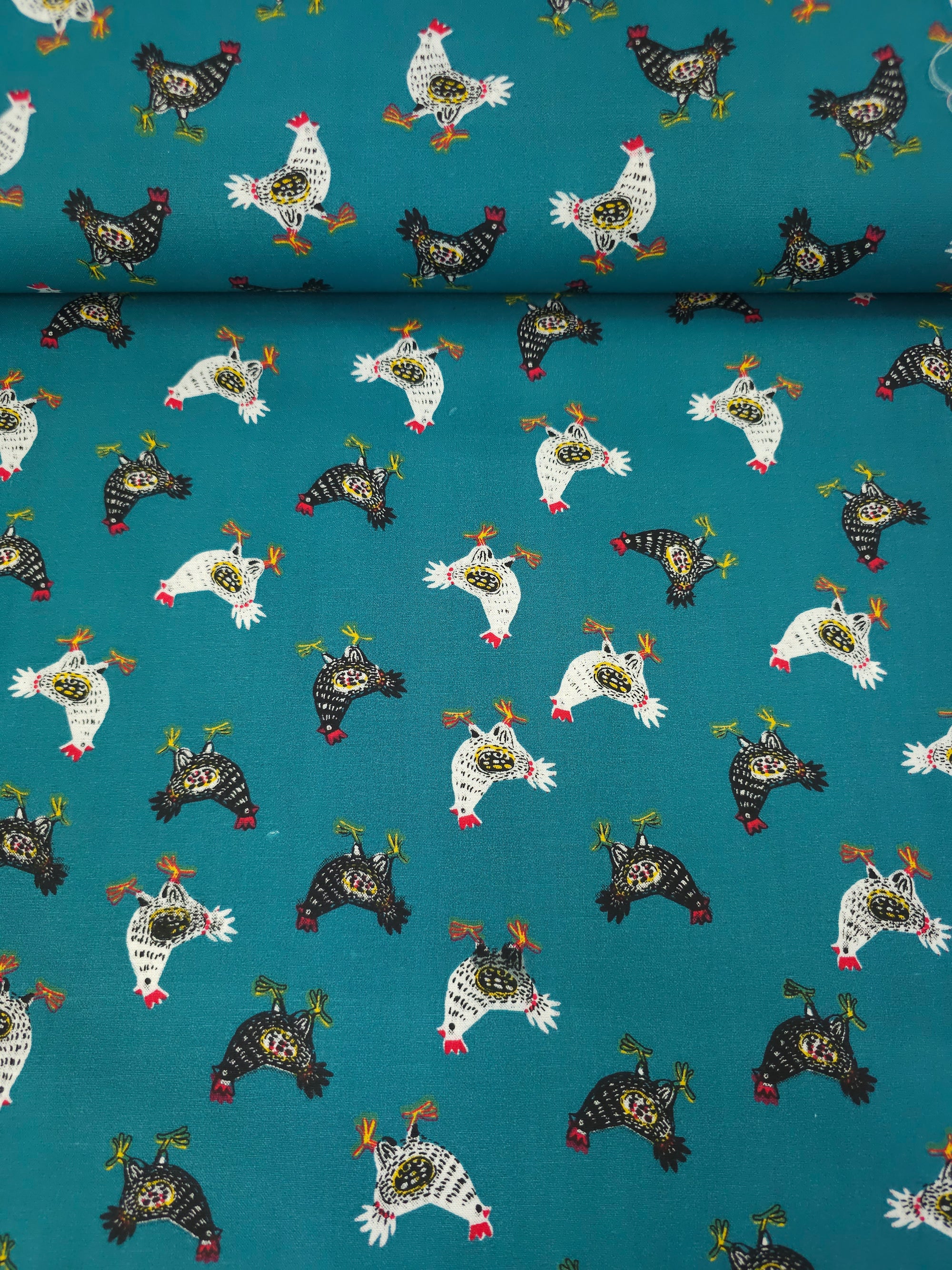 Teal Rooster 100% Cotton