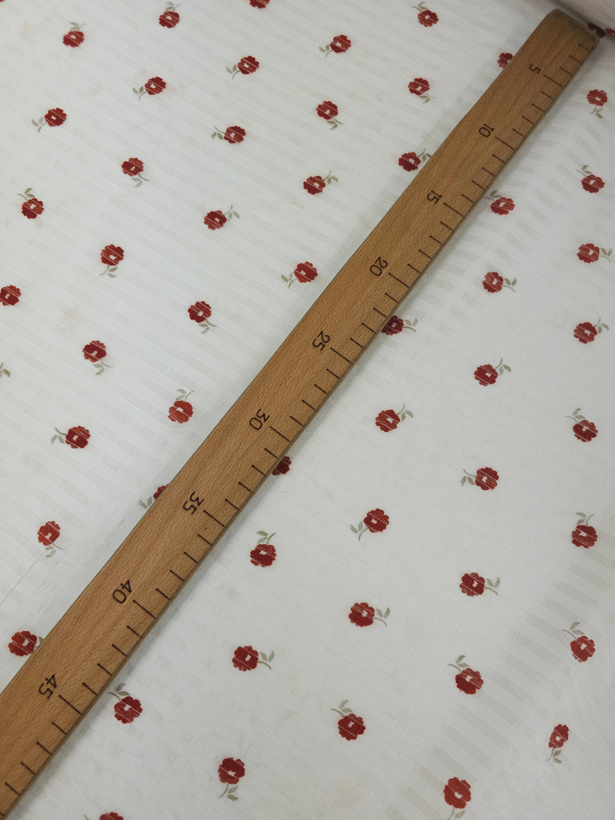 Wine Vintage Floating Flower Stripe Sheer Viscose *DEFECT*