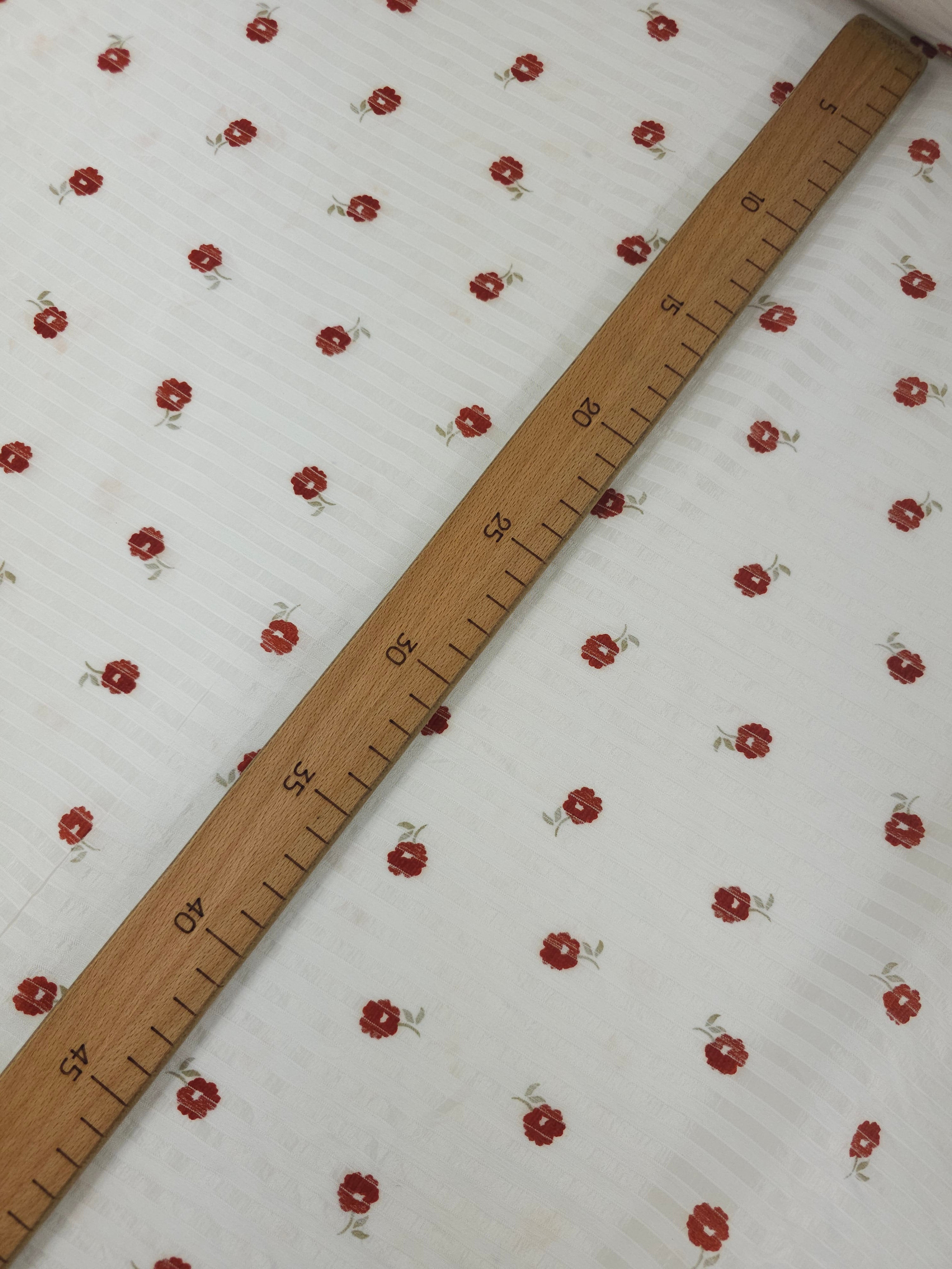 Wine Vintage Floating Flower Stripe Sheer Viscose *DEFECT*