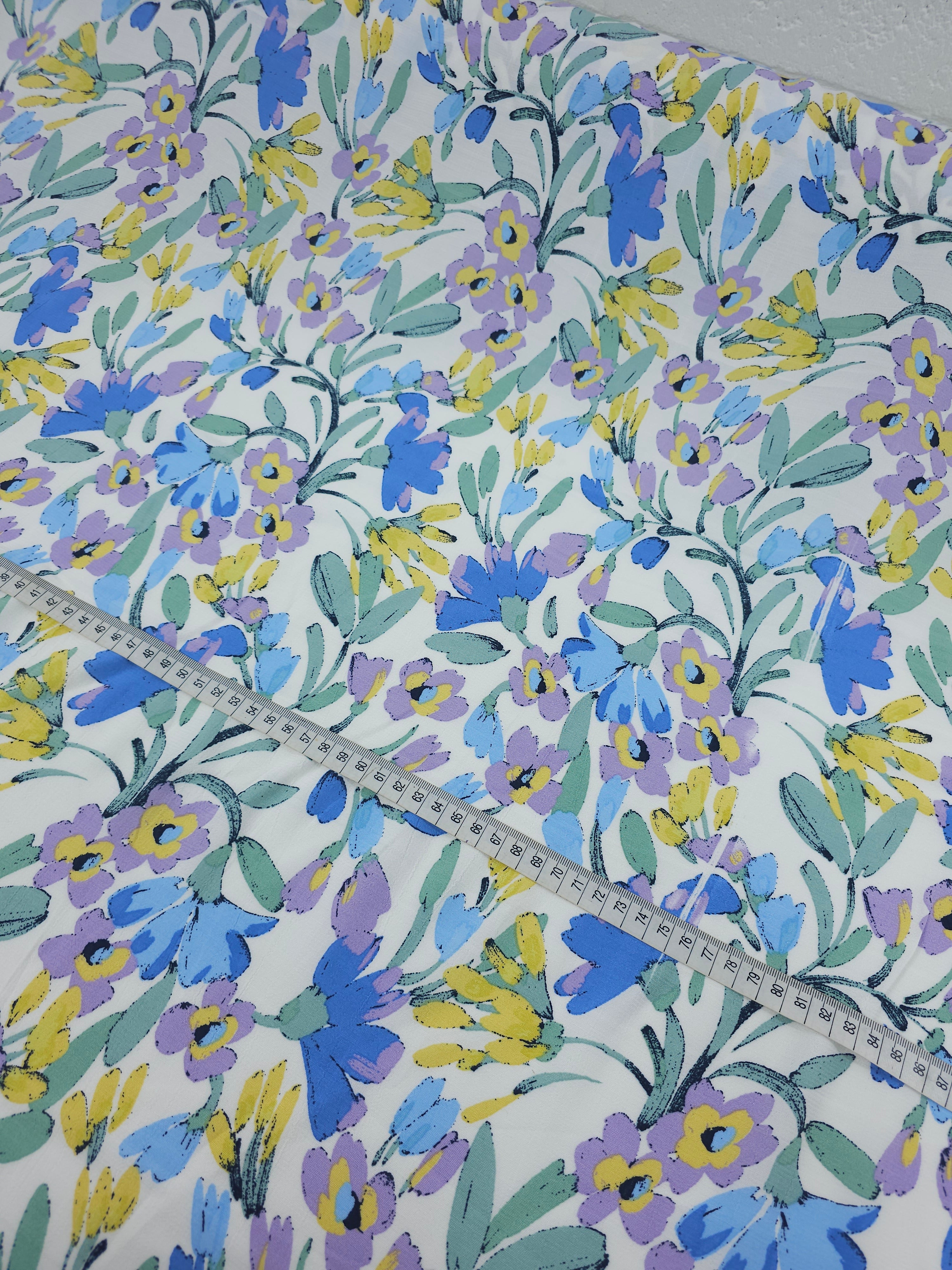 Lilac/Blue Pastel Floral Viscose Crepe *DEFECT*