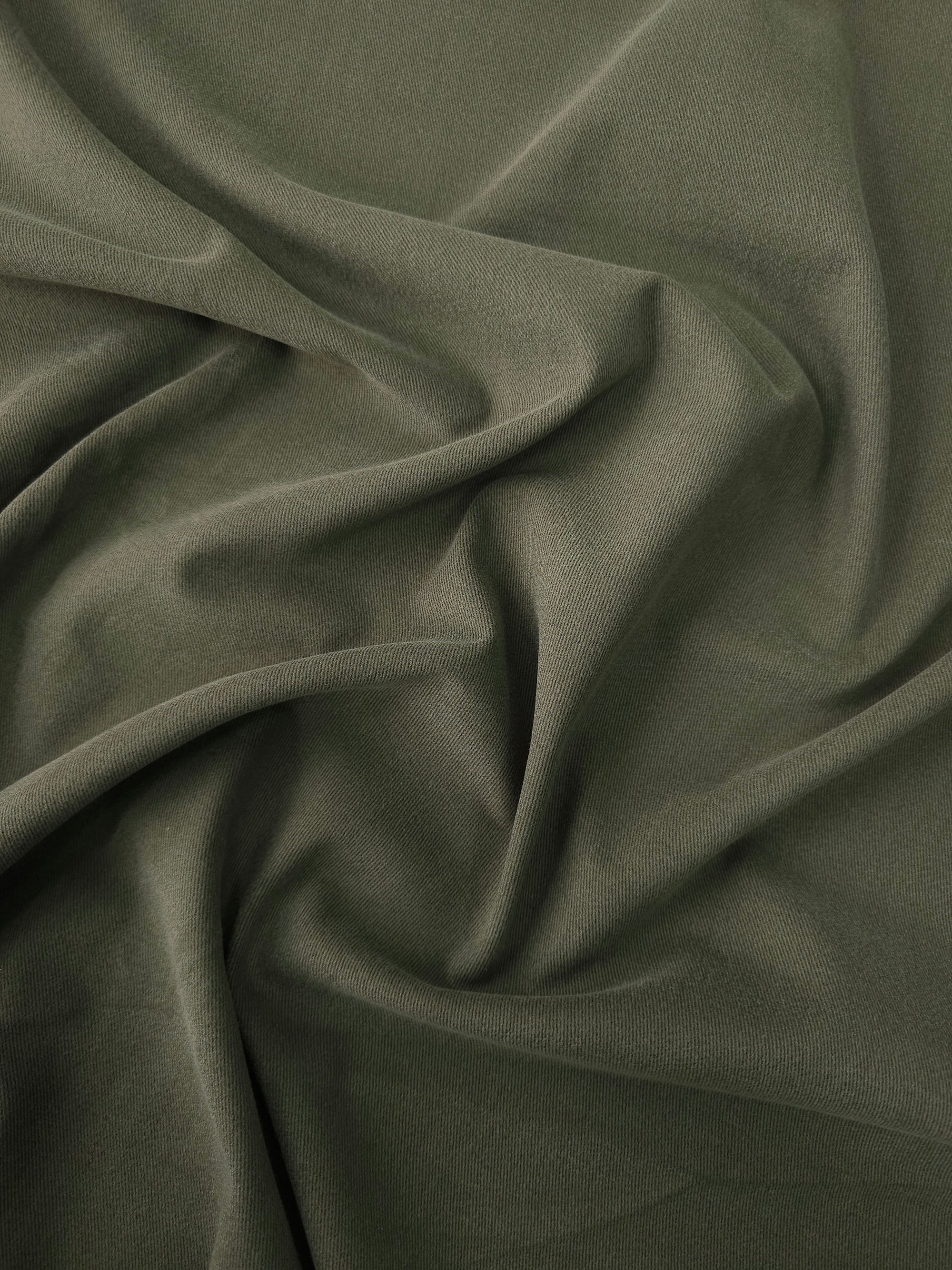 Khaki Brushed Cotton Twill