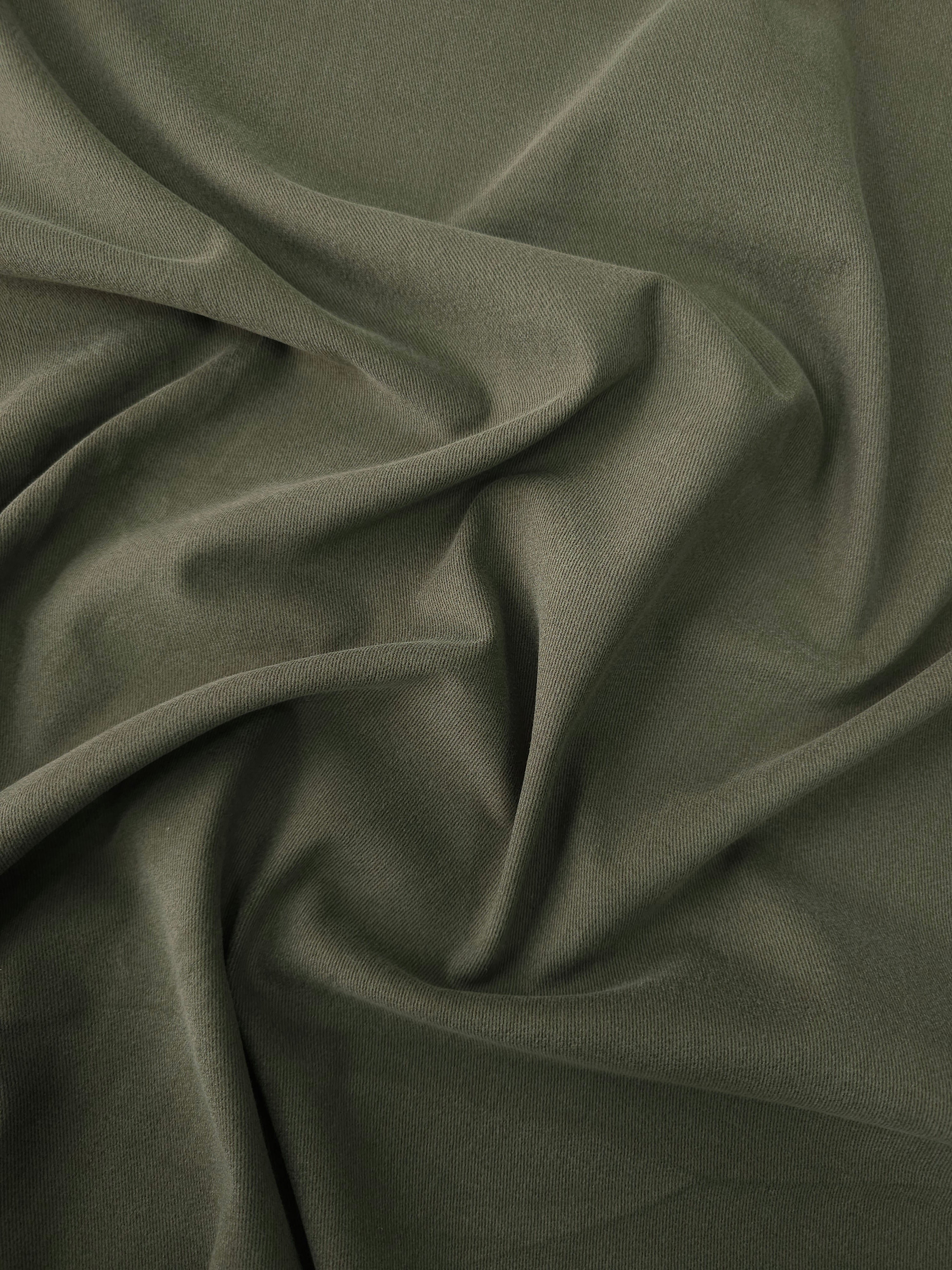 Khaki Brushed Cotton Twill