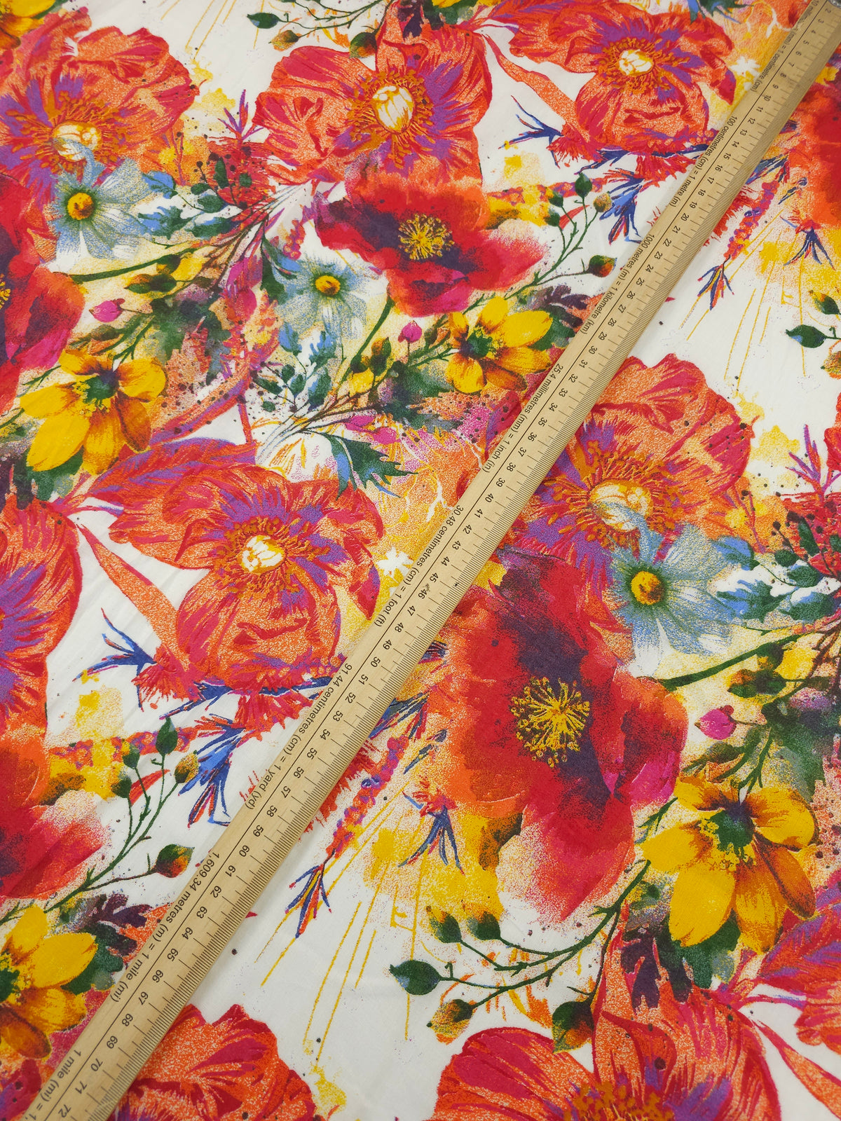 Watercolour Splatter Floral Cotton Voile