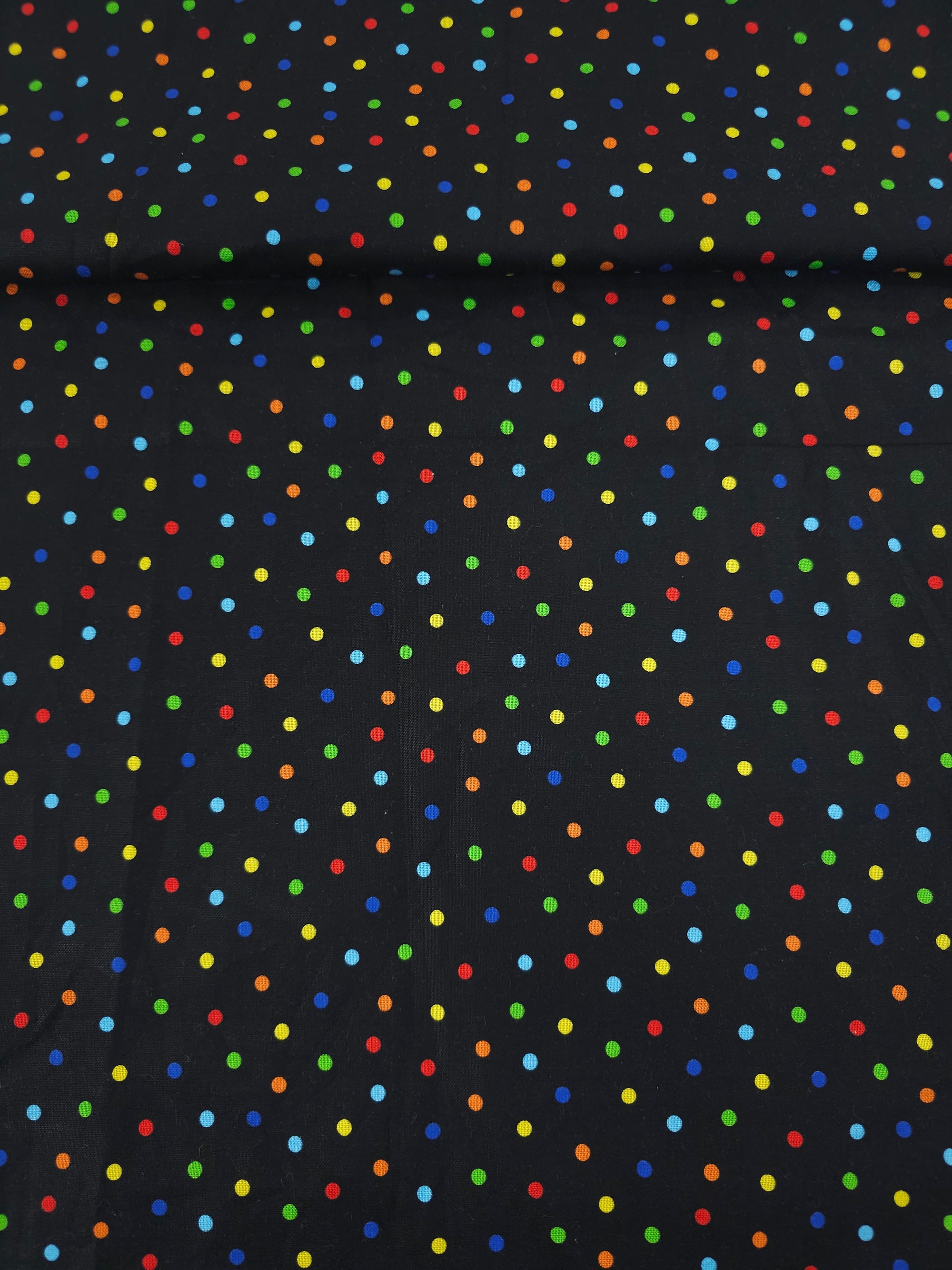 Black Multicolour Mini Polka Dot 100% Cotton