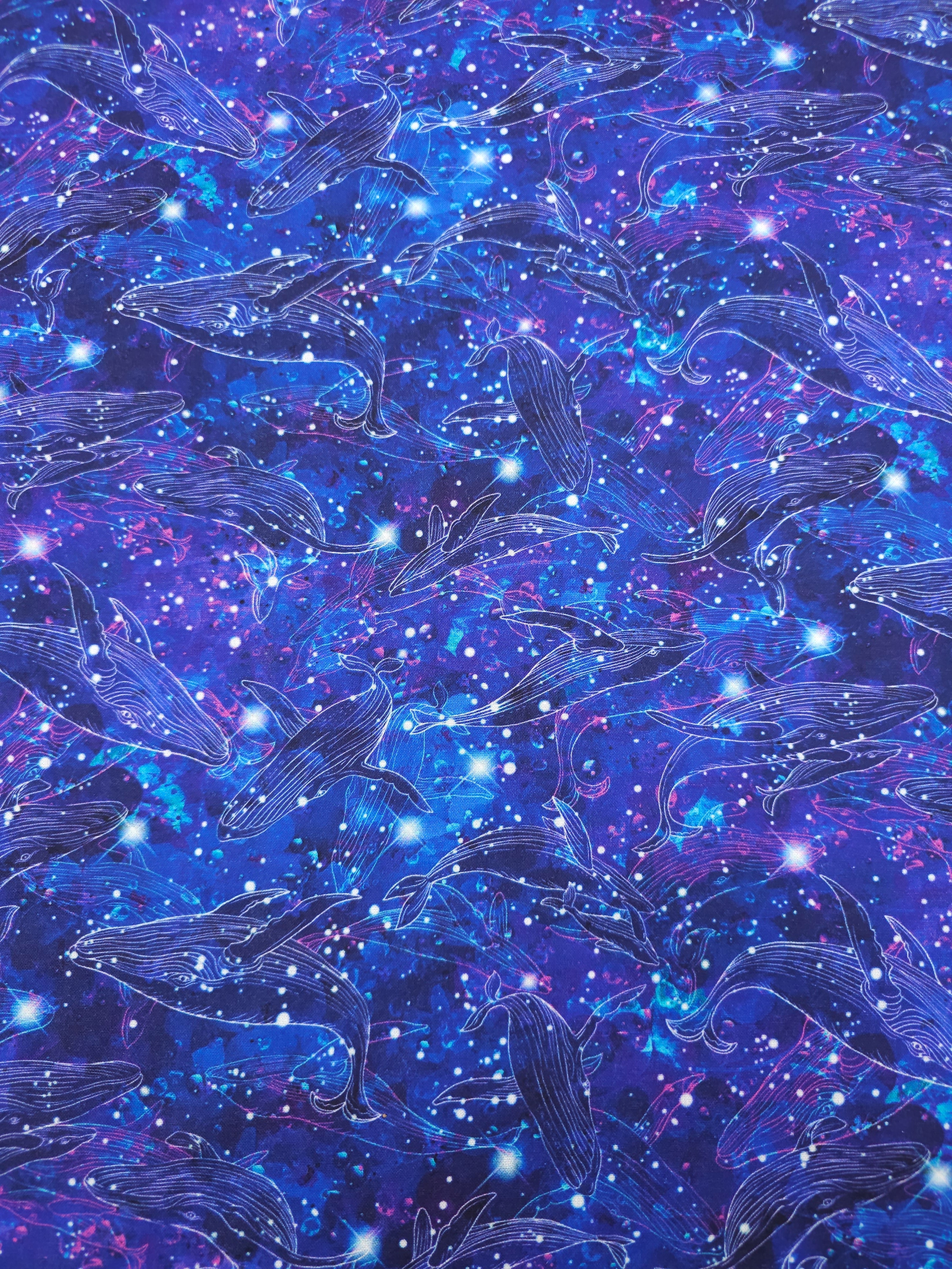 Midnight Starry Whales 100% Cotton