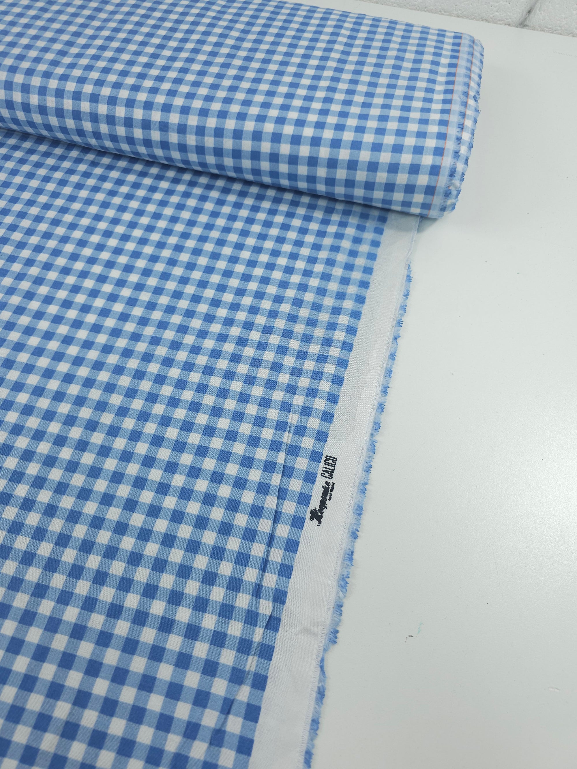 Powder Blue Small Gingham 100% Cotton 45"