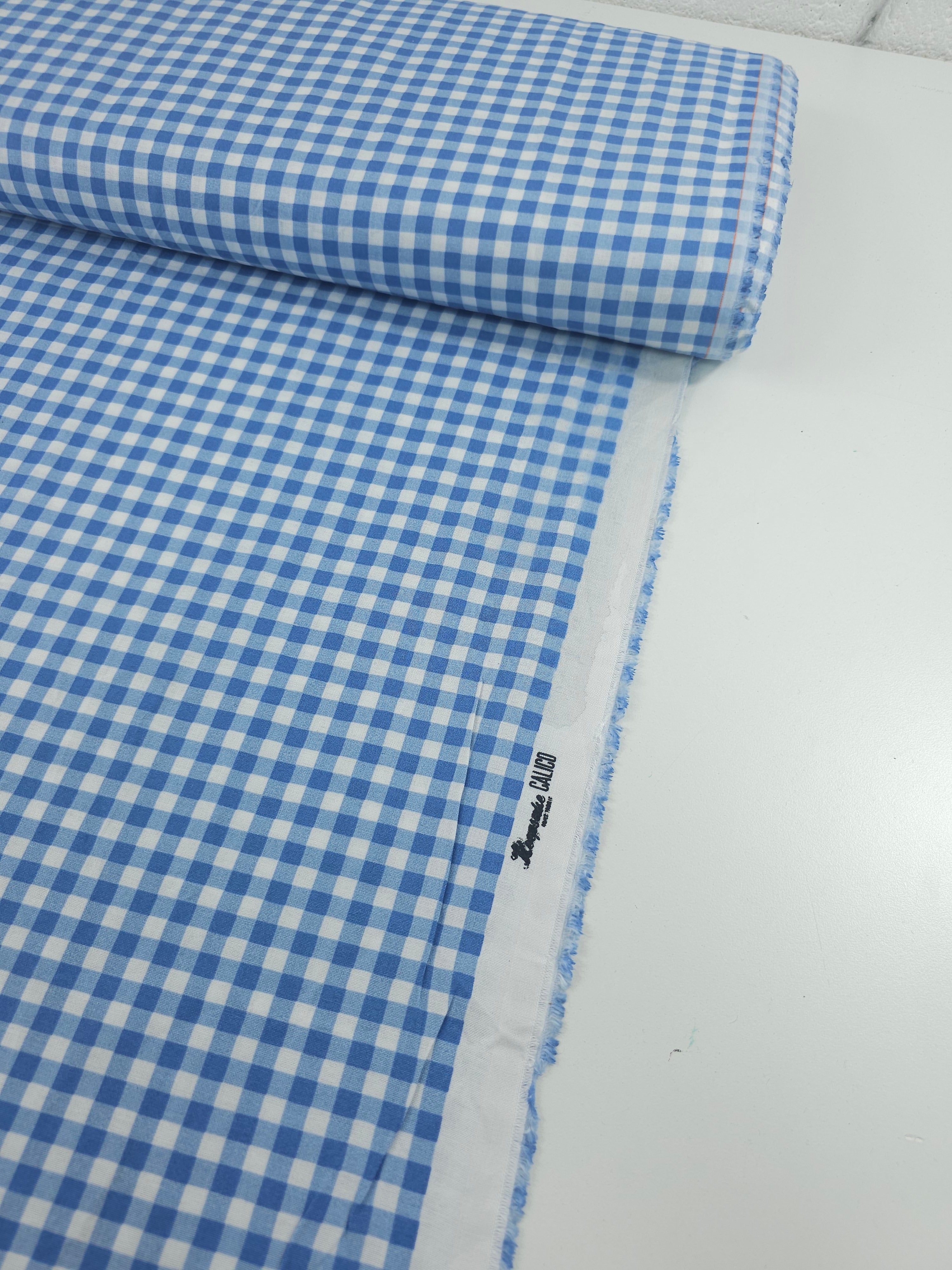 Powder Blue Small Gingham 100% Cotton 45"