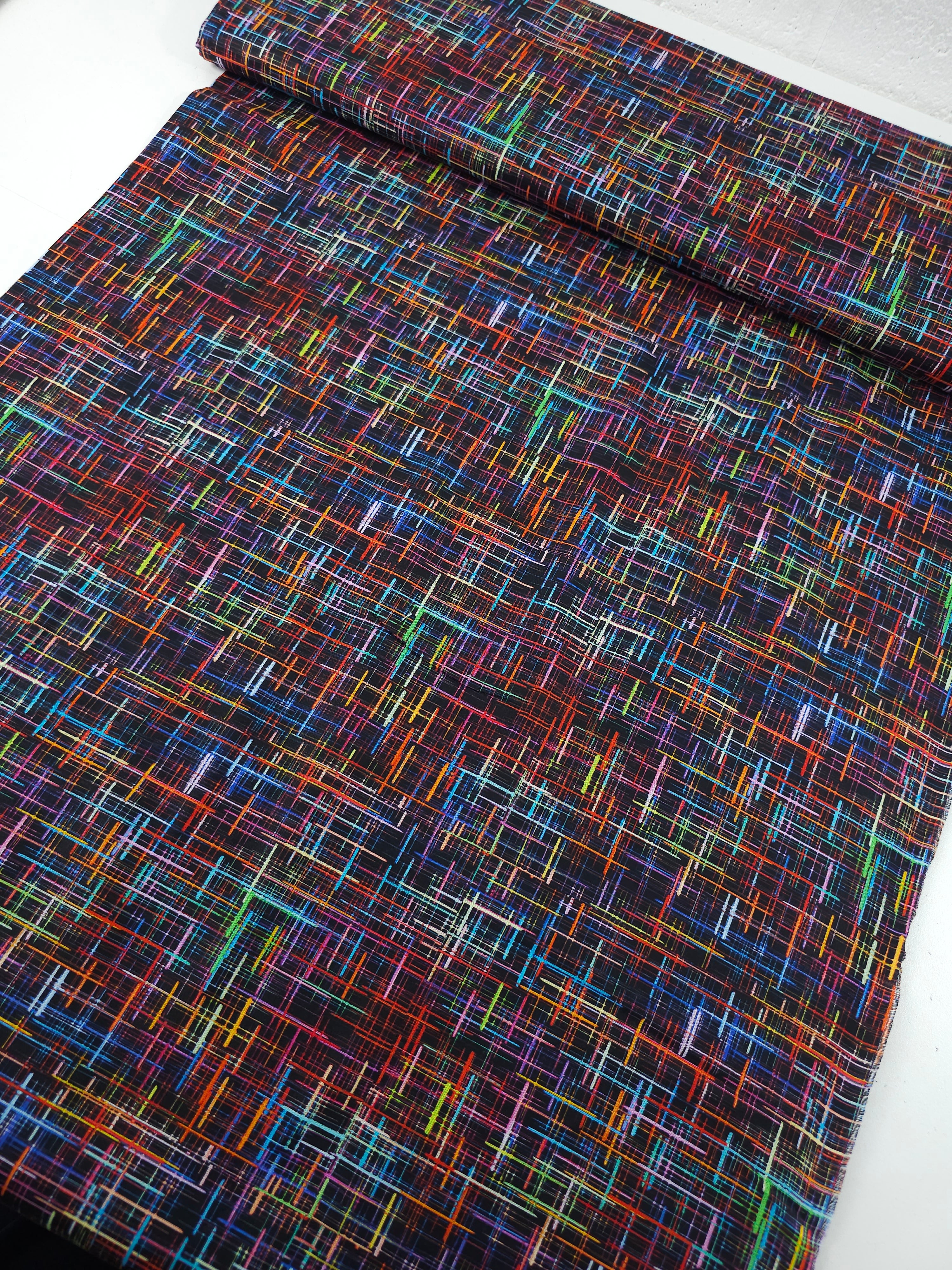 Neon Static Grid Lines 100% Cotton