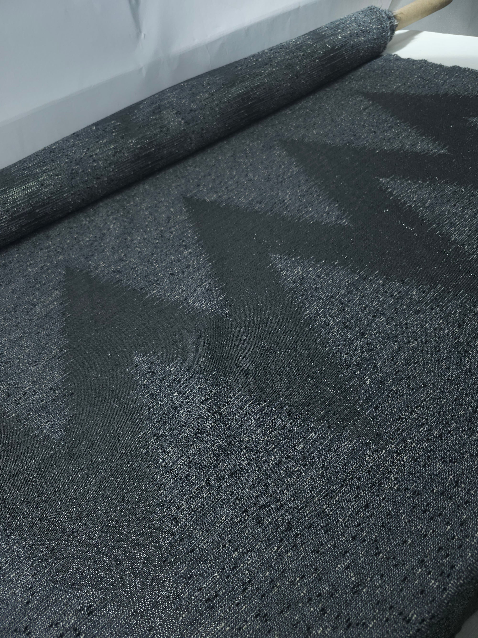 Smokey Grey ZigZag Lurex Jacquard