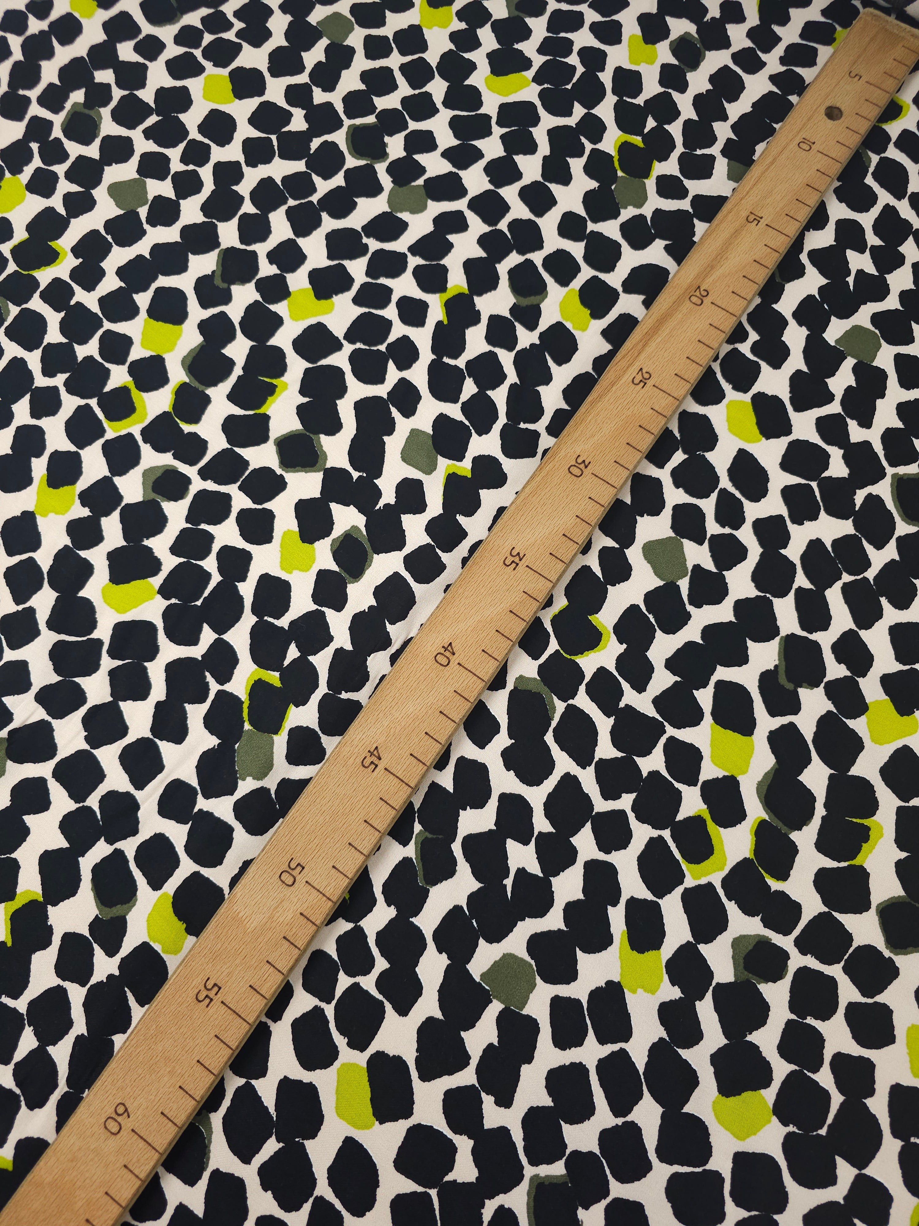 Lime/Black Irregular Square Pebble Matte Viscose Satin