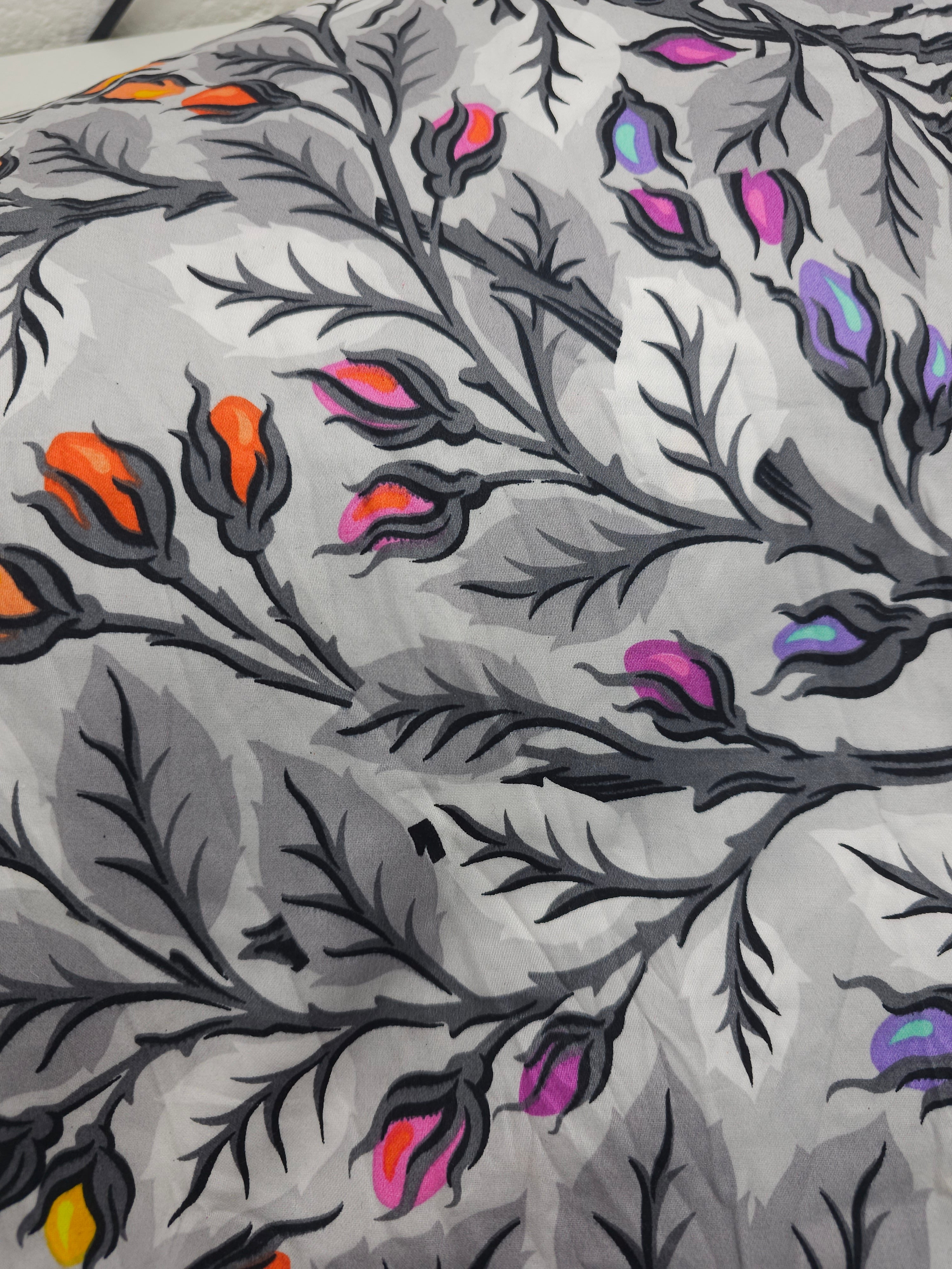 Light grey rainbow thistle Cotton sateen- 2.7m piece