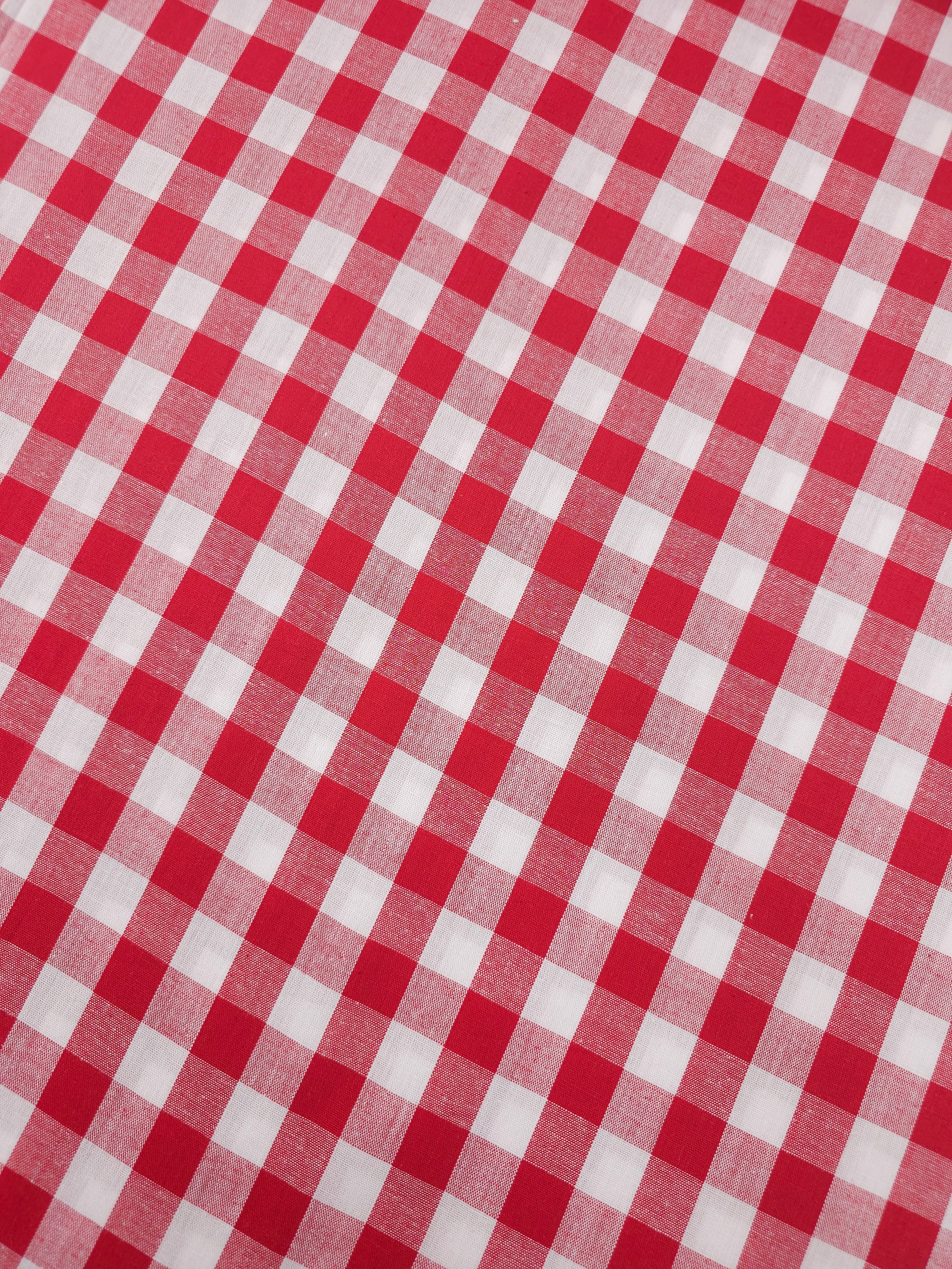Red Big Gingham 100% Cotton 55"