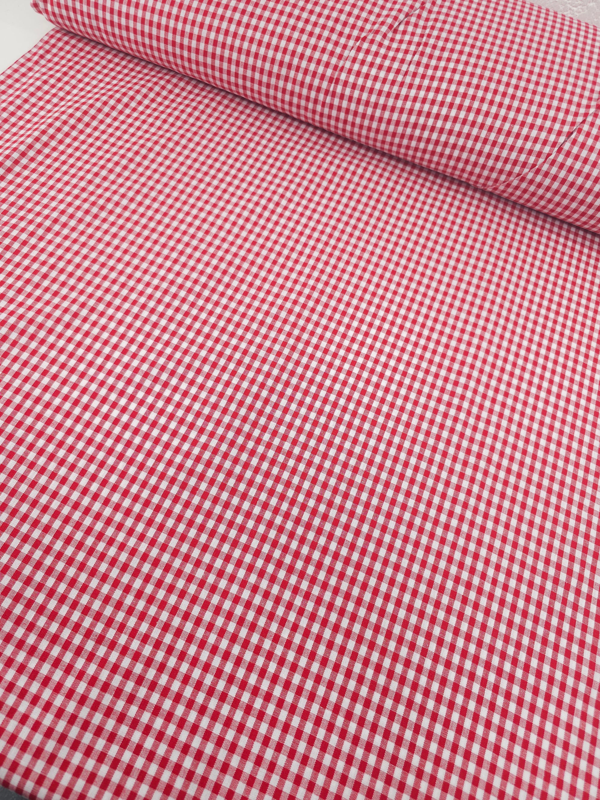 Red Small Gingham 100% Cotton 55"