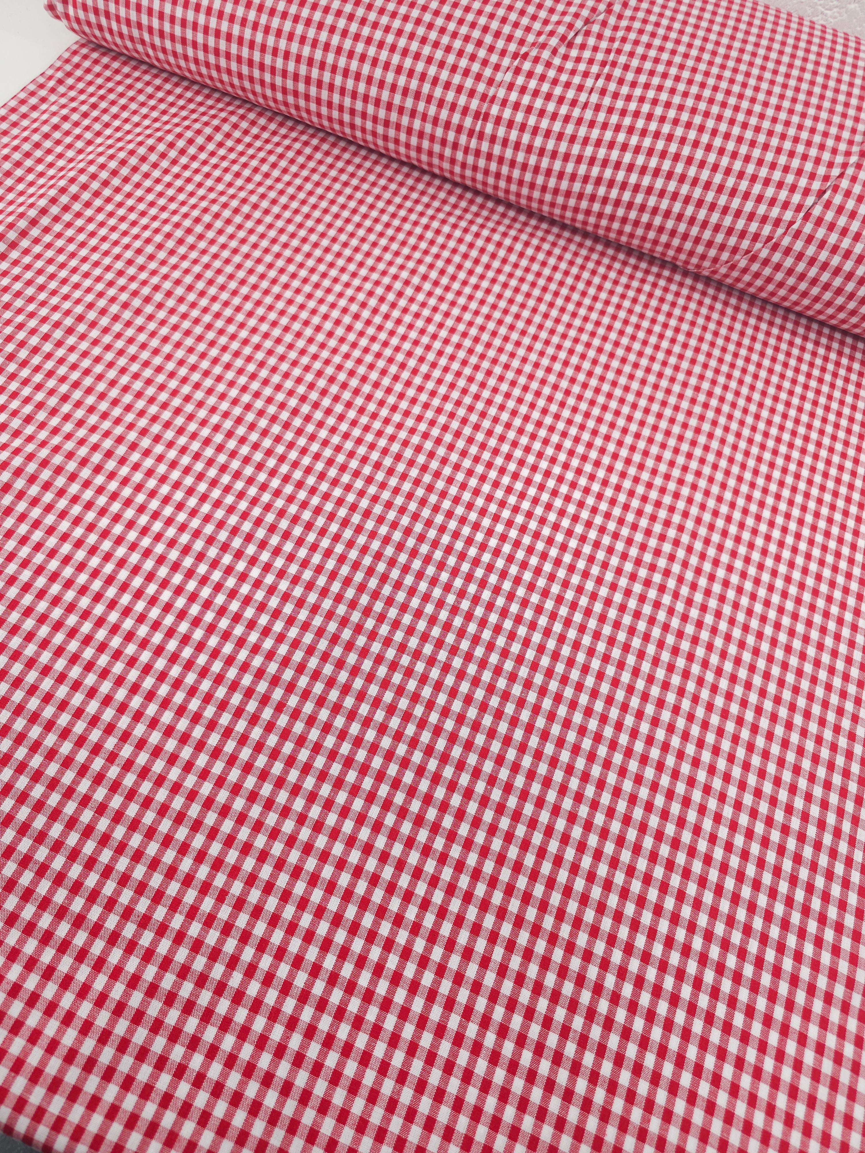 Red Small Gingham 100% Cotton 55"