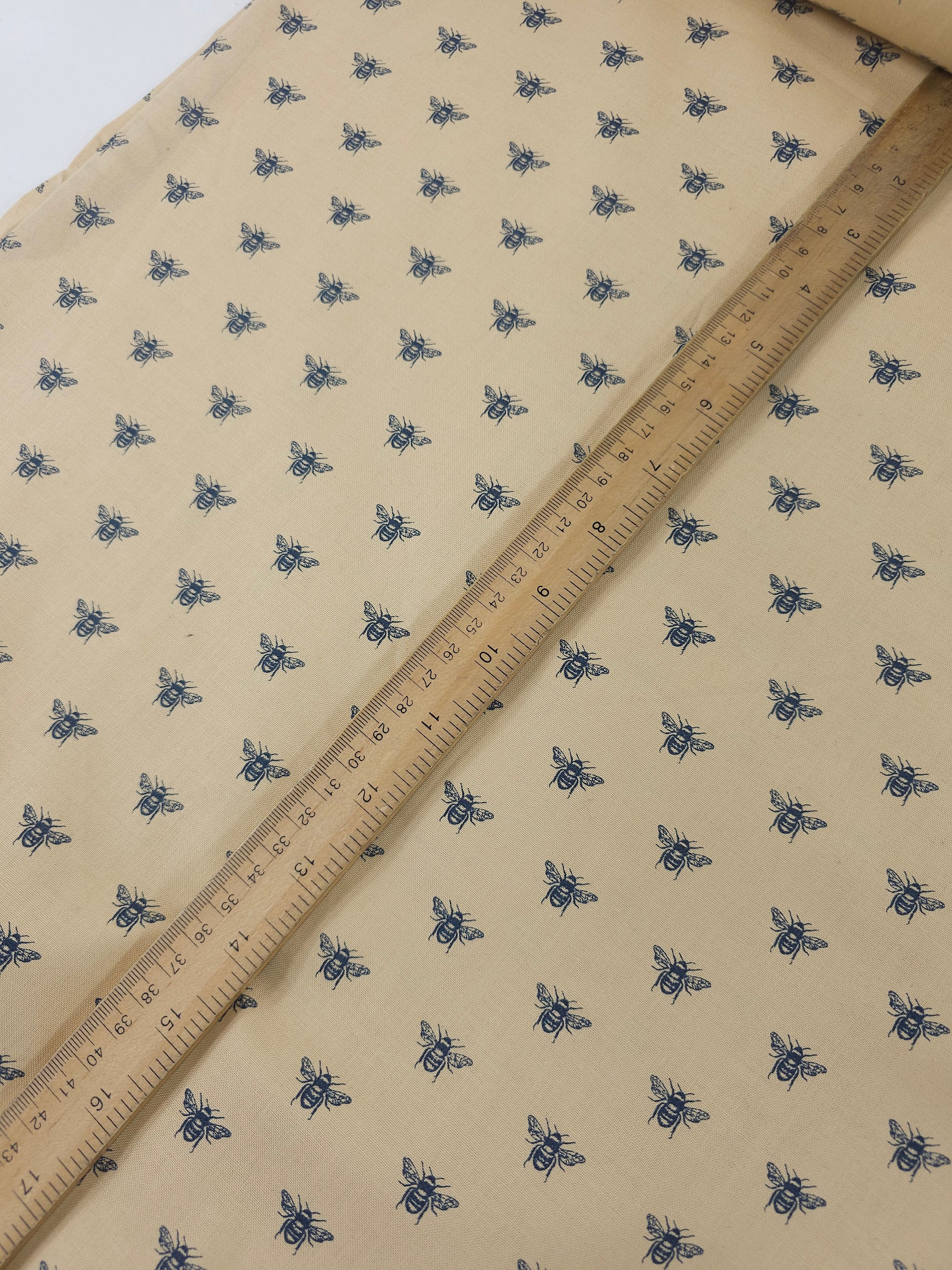 Tan Beige Bees 100% Cotton