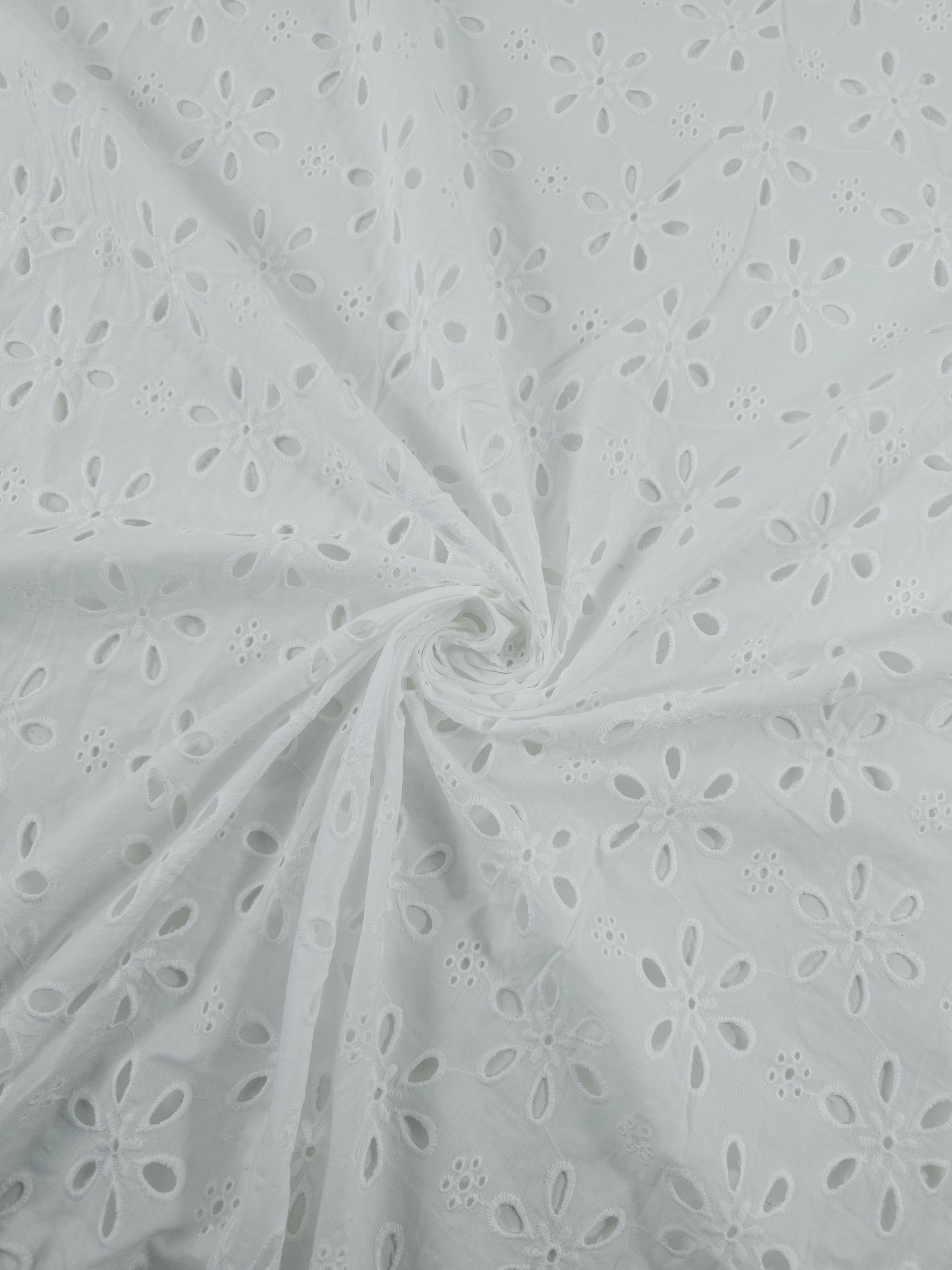 White Petal Flower Cambric Cotton Broderie Anglaise