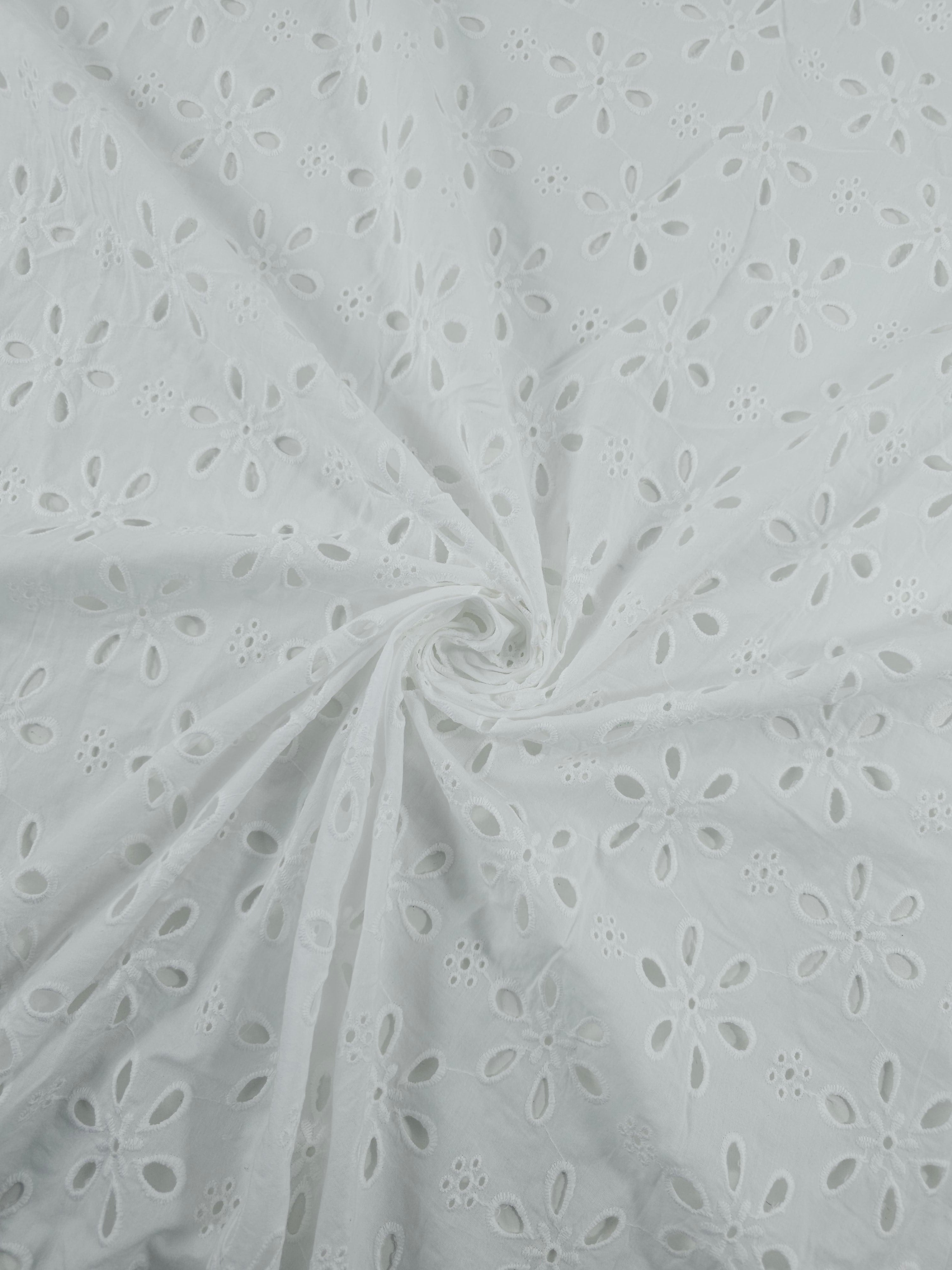 White Petal Flower Cambric Cotton Broderie Anglaise