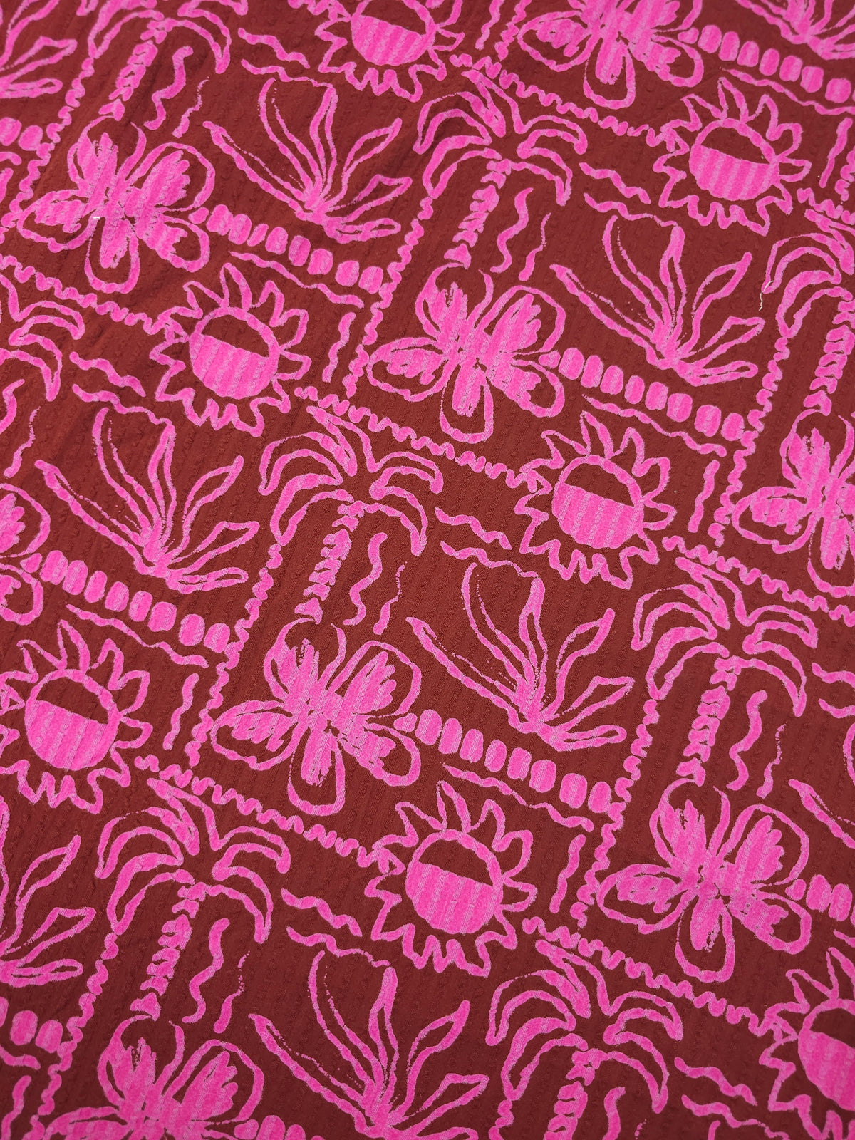 Brown/Fuchsia Pink Sun Palm Cotton SeerSucker - Next