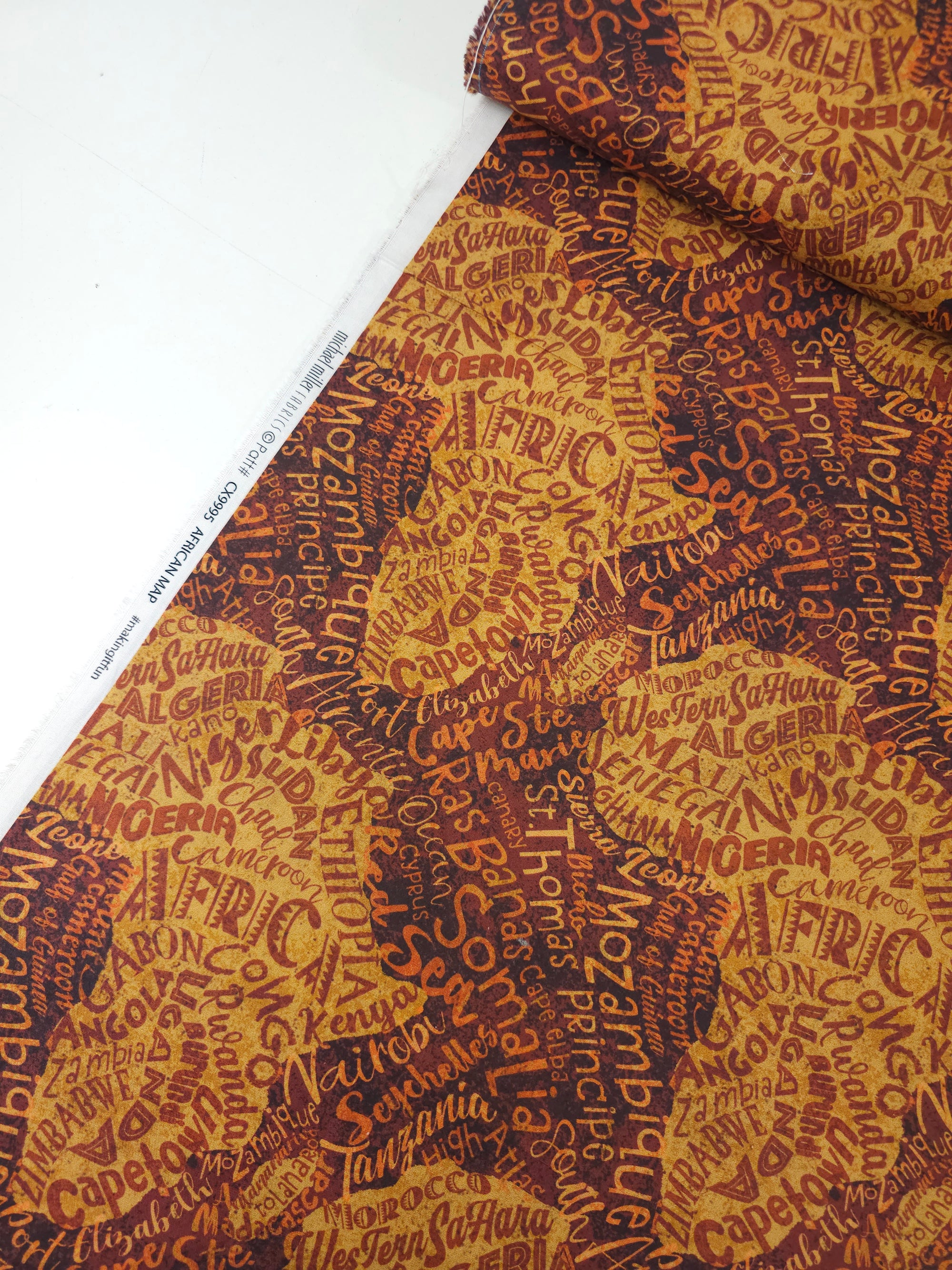 Retro Map Of Africa 100% Cotton - Michael Miller