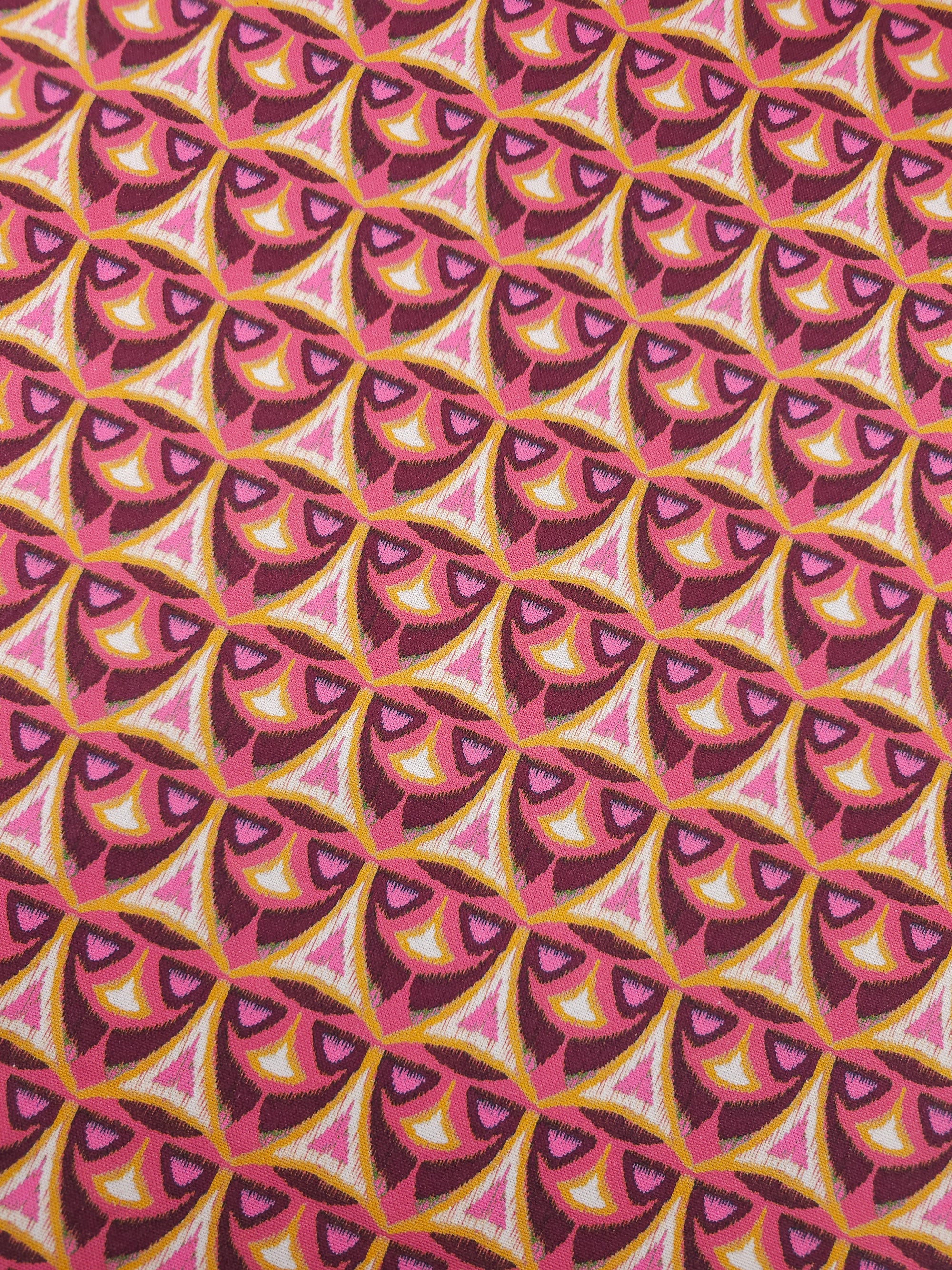 Grape/Orange Abstract Motif Badge Lightweight Canvas Cotton