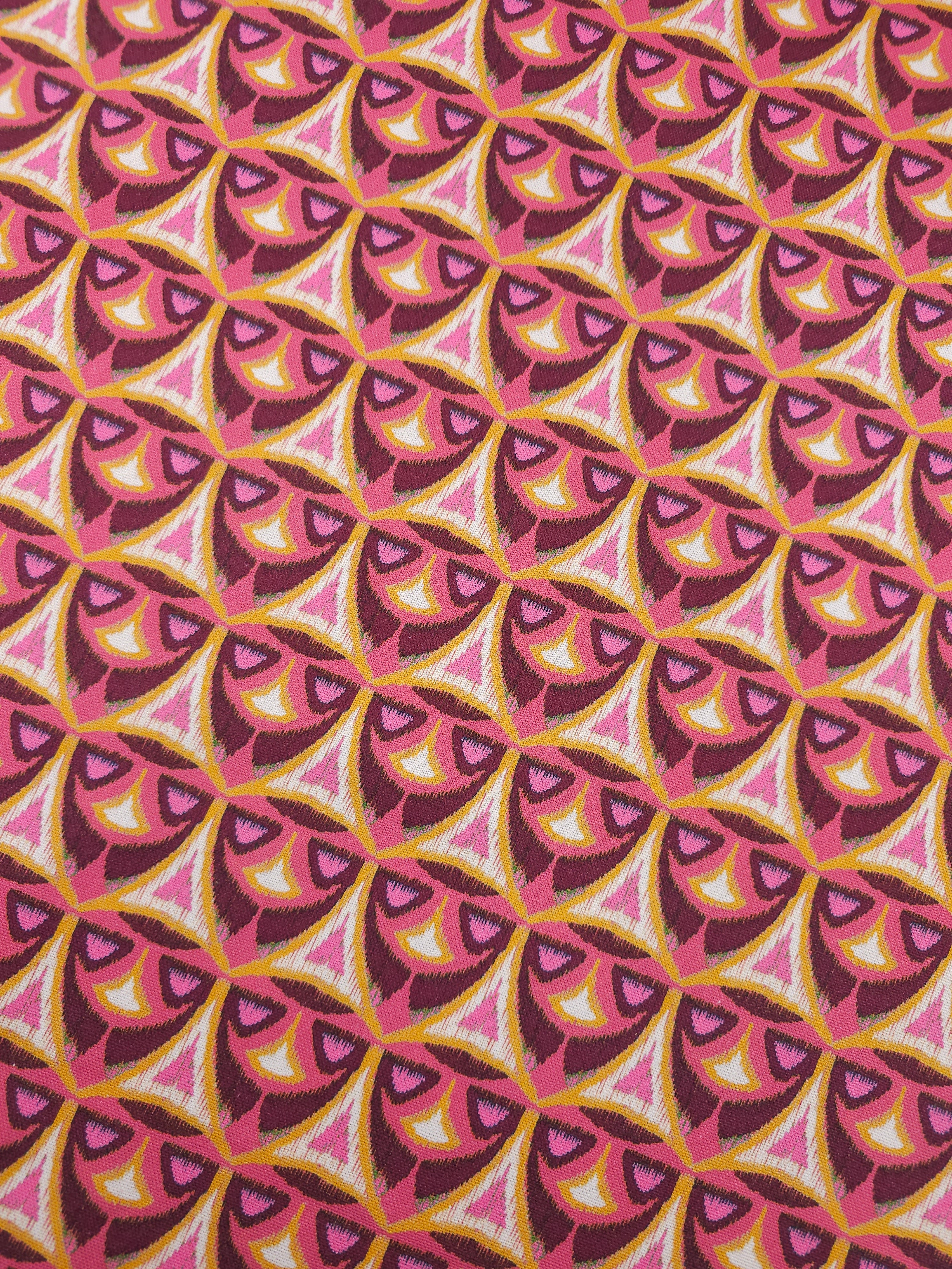 Grape/Orange Abstract Motif Badge Lightweight Canvas Cotton