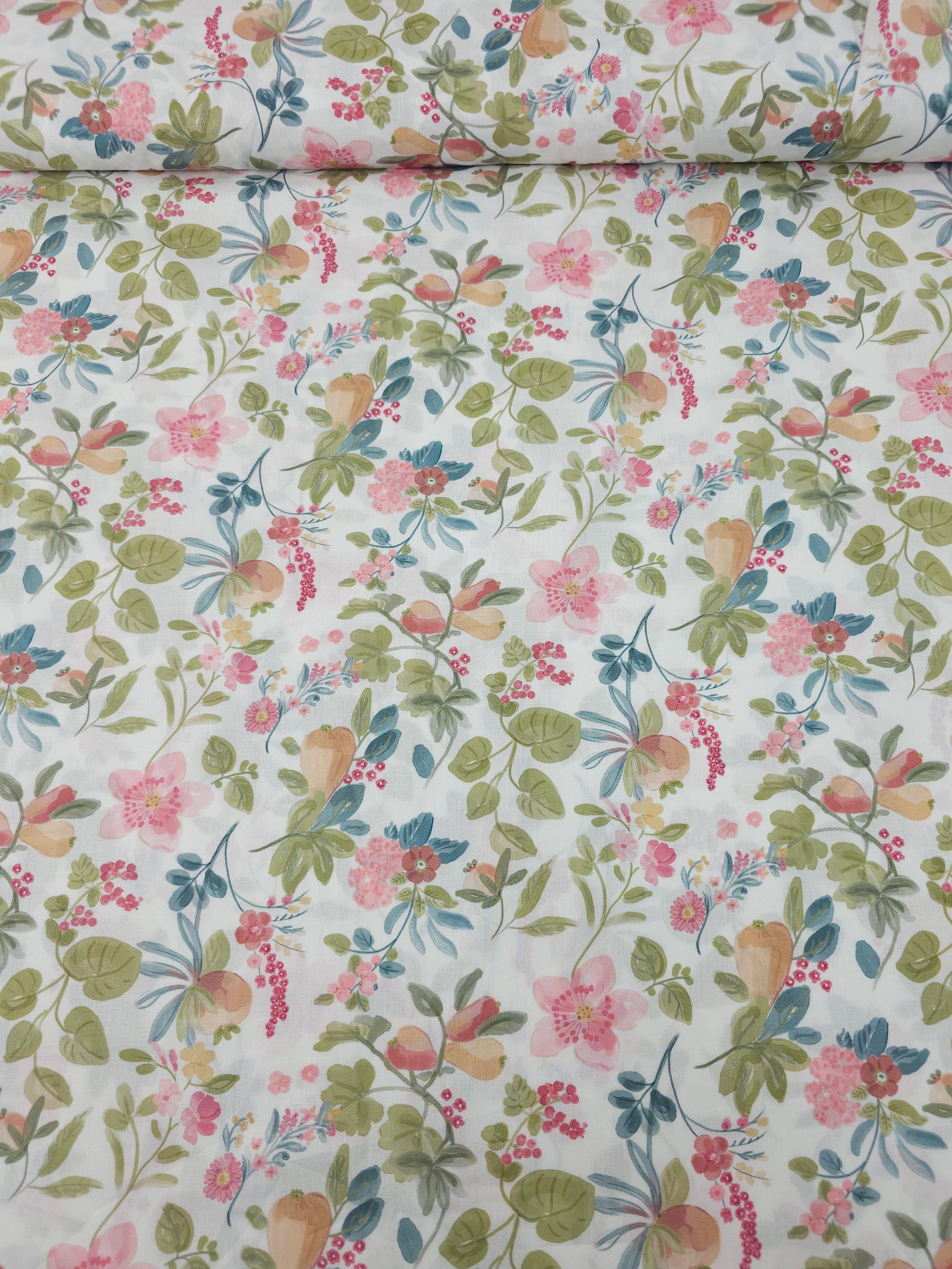 Floral Butternut Squash Stems Lightweight Cotton 57"