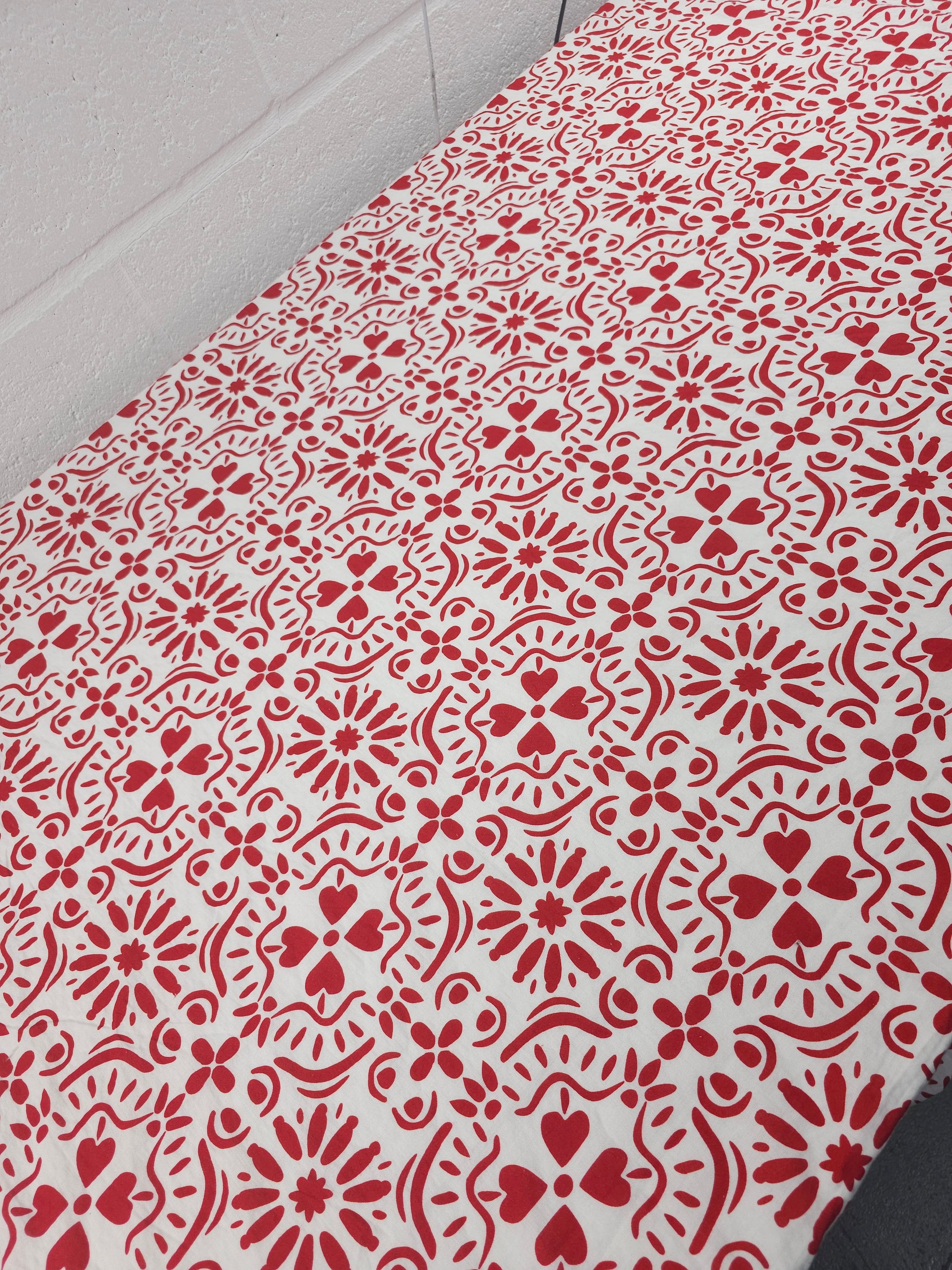 Red/White Heart Tapestry Cotton Modal