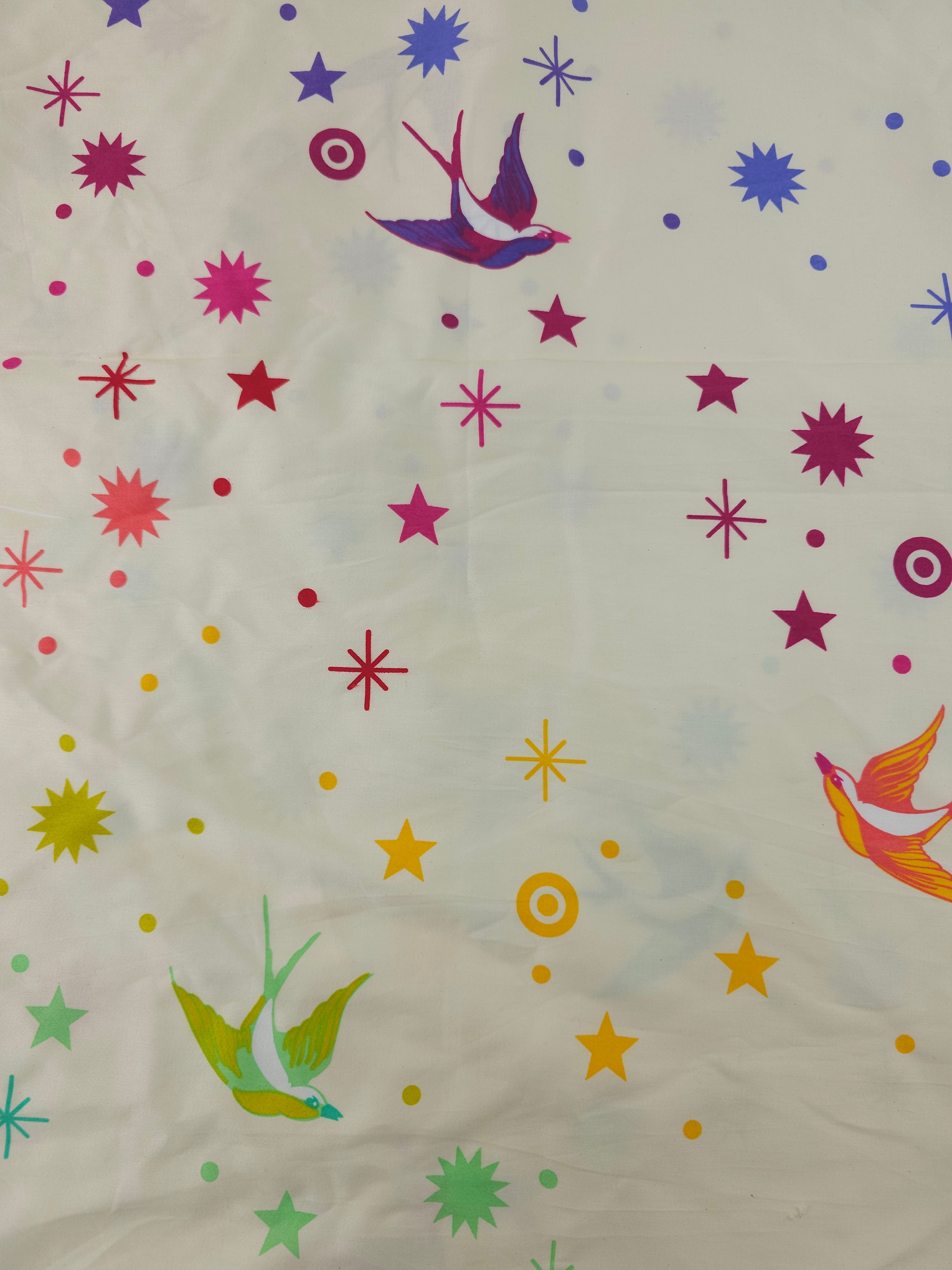 Rainbow bird Cotton sateen- 1m piece