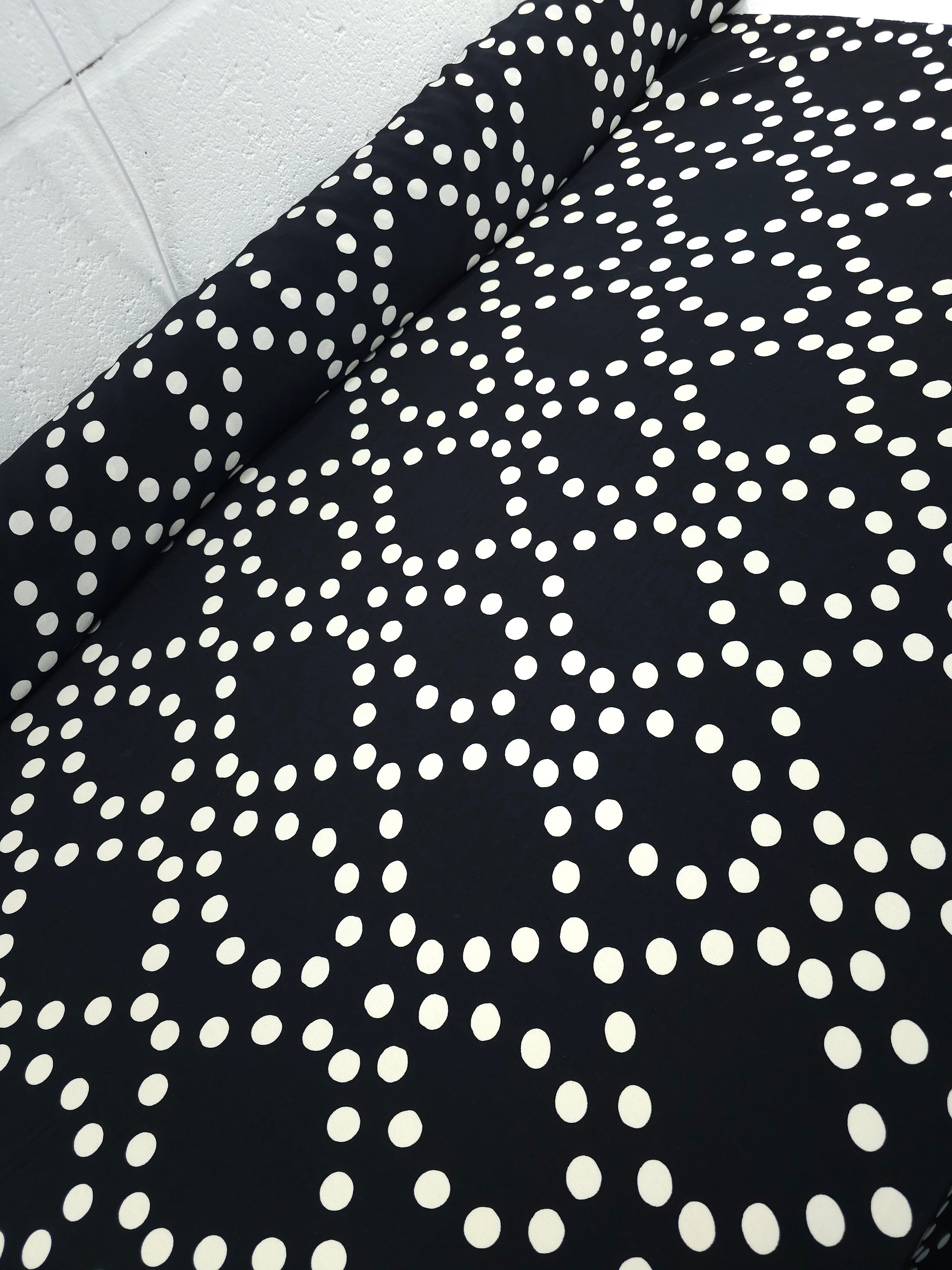 Black/Off White Opal Polka Spot Viscose Crepe