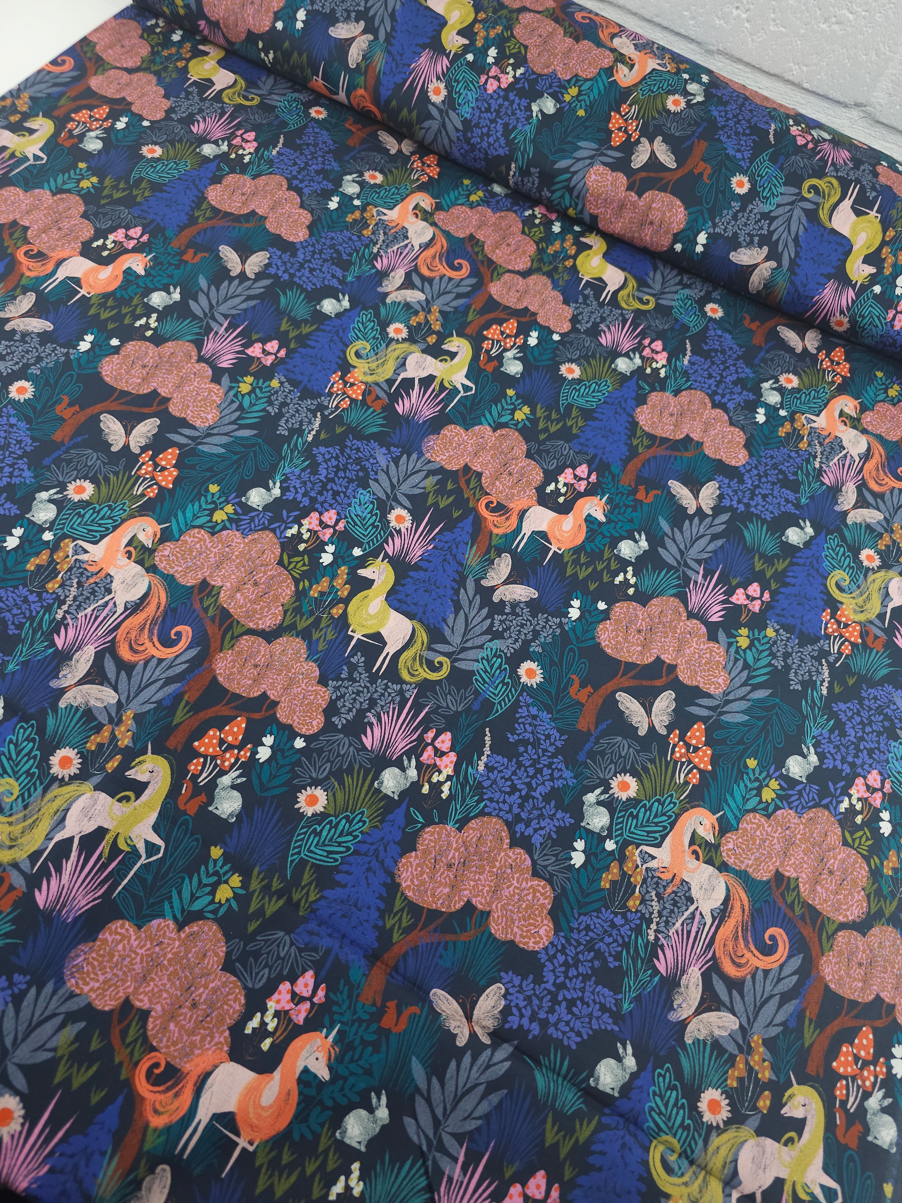 Midnight Unicorn Forest 100% Cotton 57"