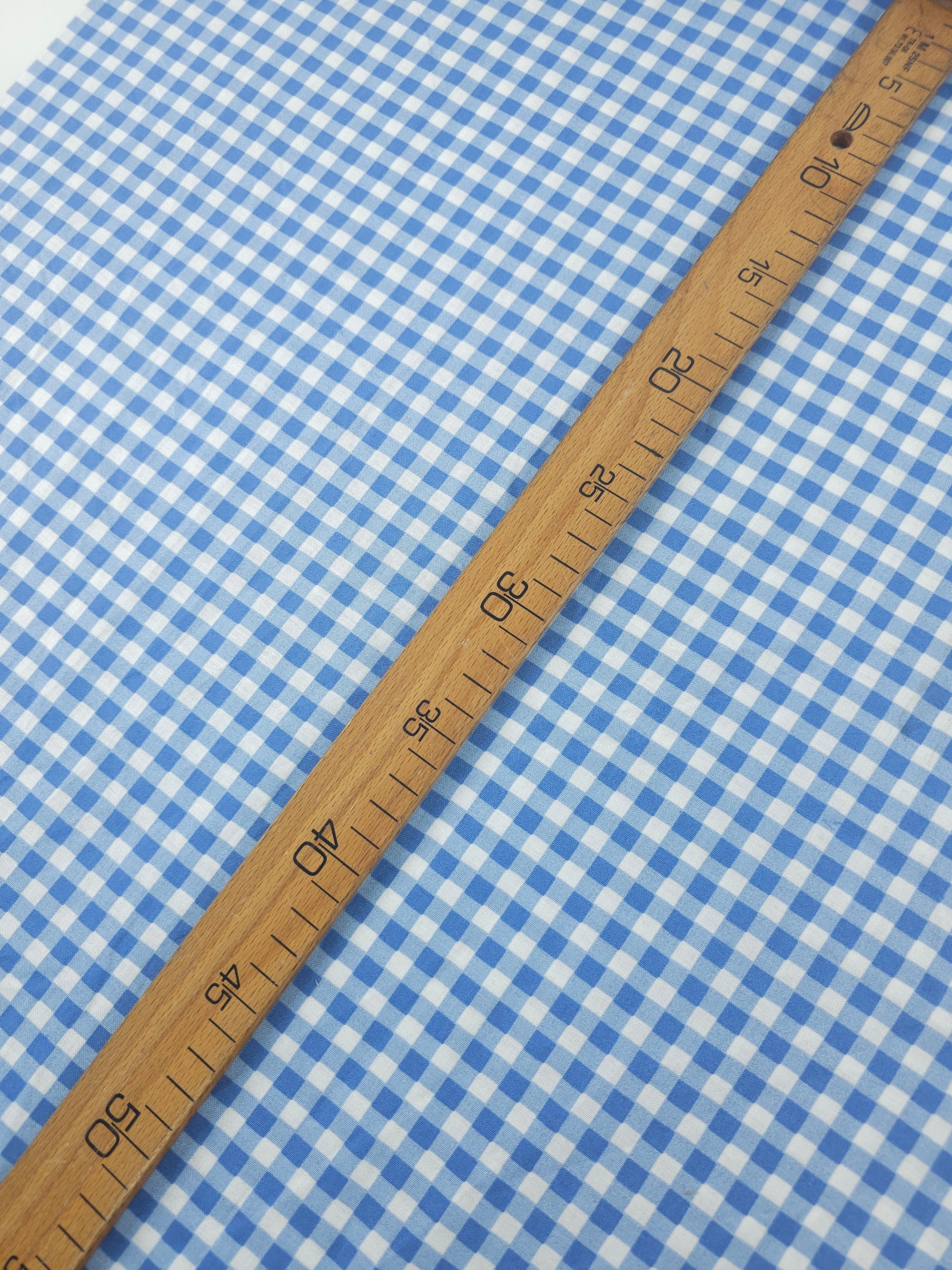 Powder Blue Small Gingham 100% Cotton 45"