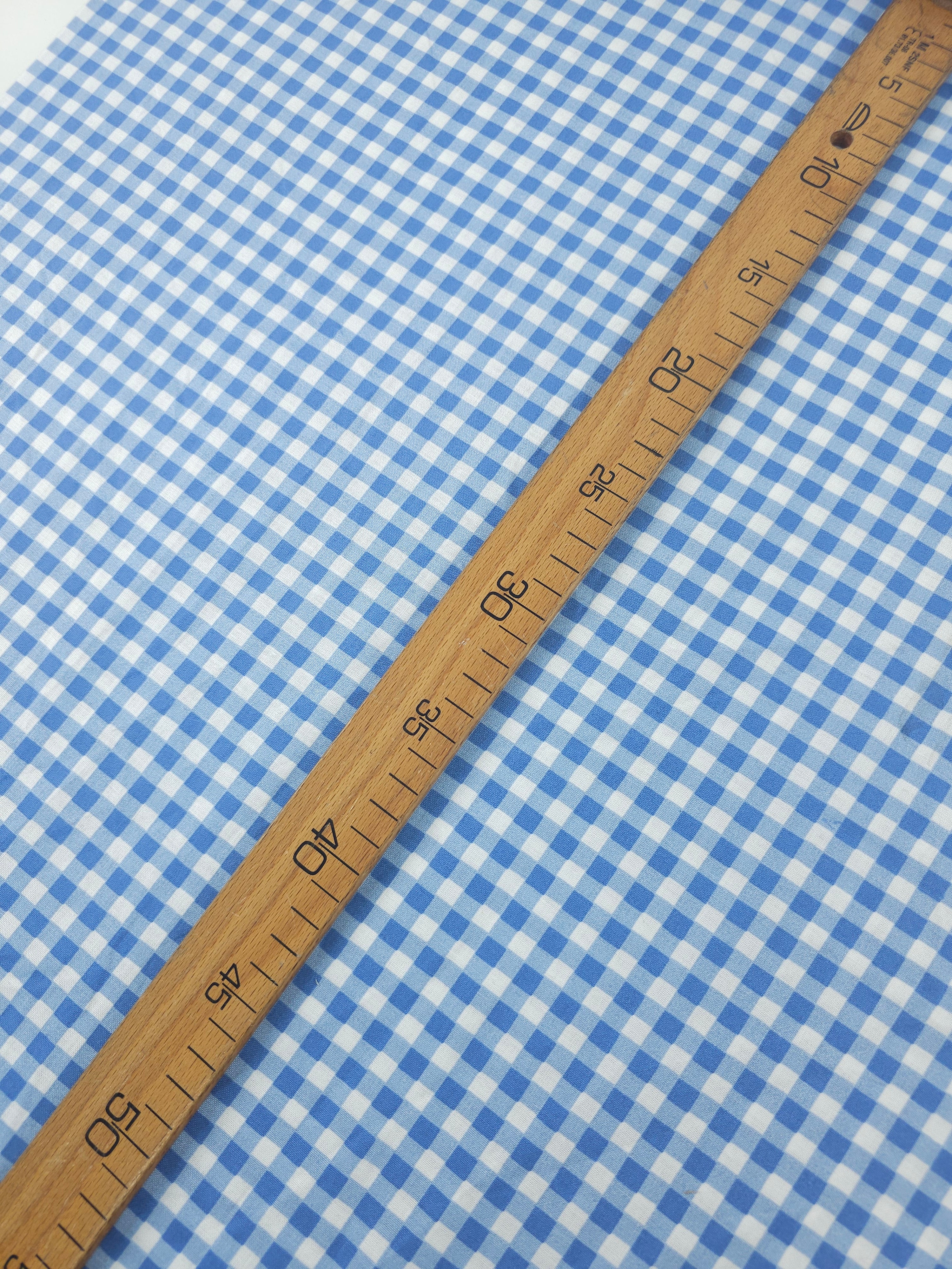 Powder Blue Small Gingham 100% Cotton 45"