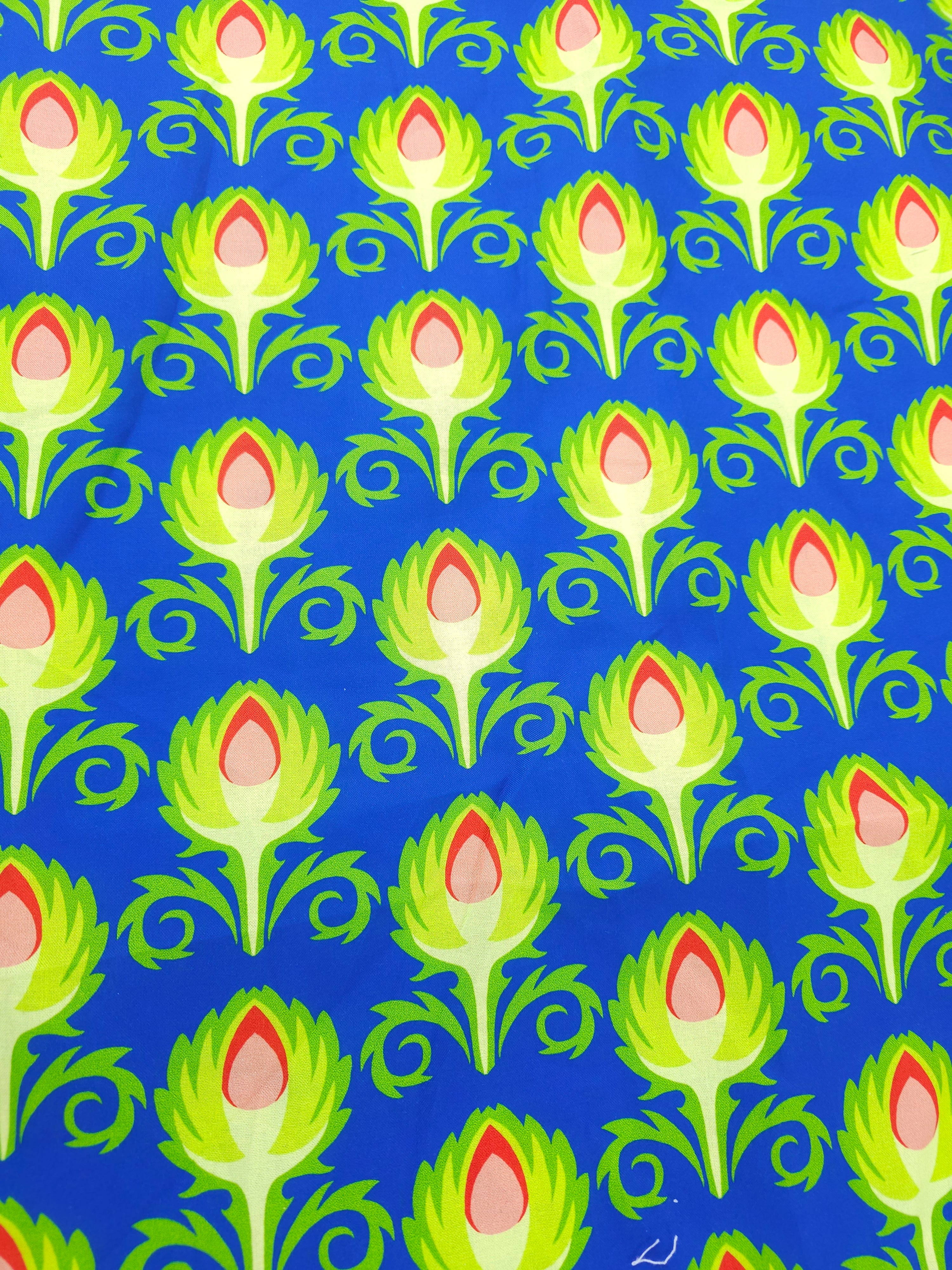 Blue artichoke Cotton- 0.9m piece