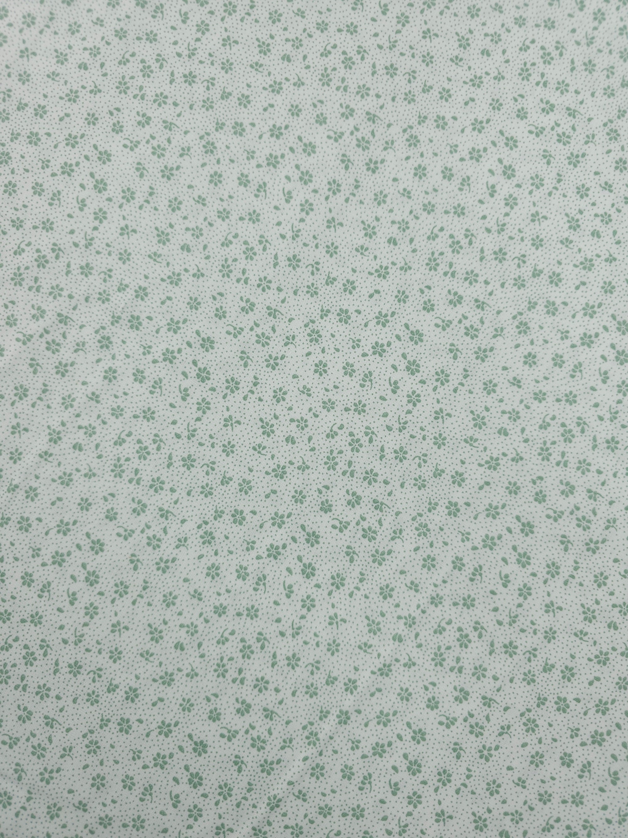 Sage/White Ultra Mini Tossed Flowers Lightweight Cotton 60"