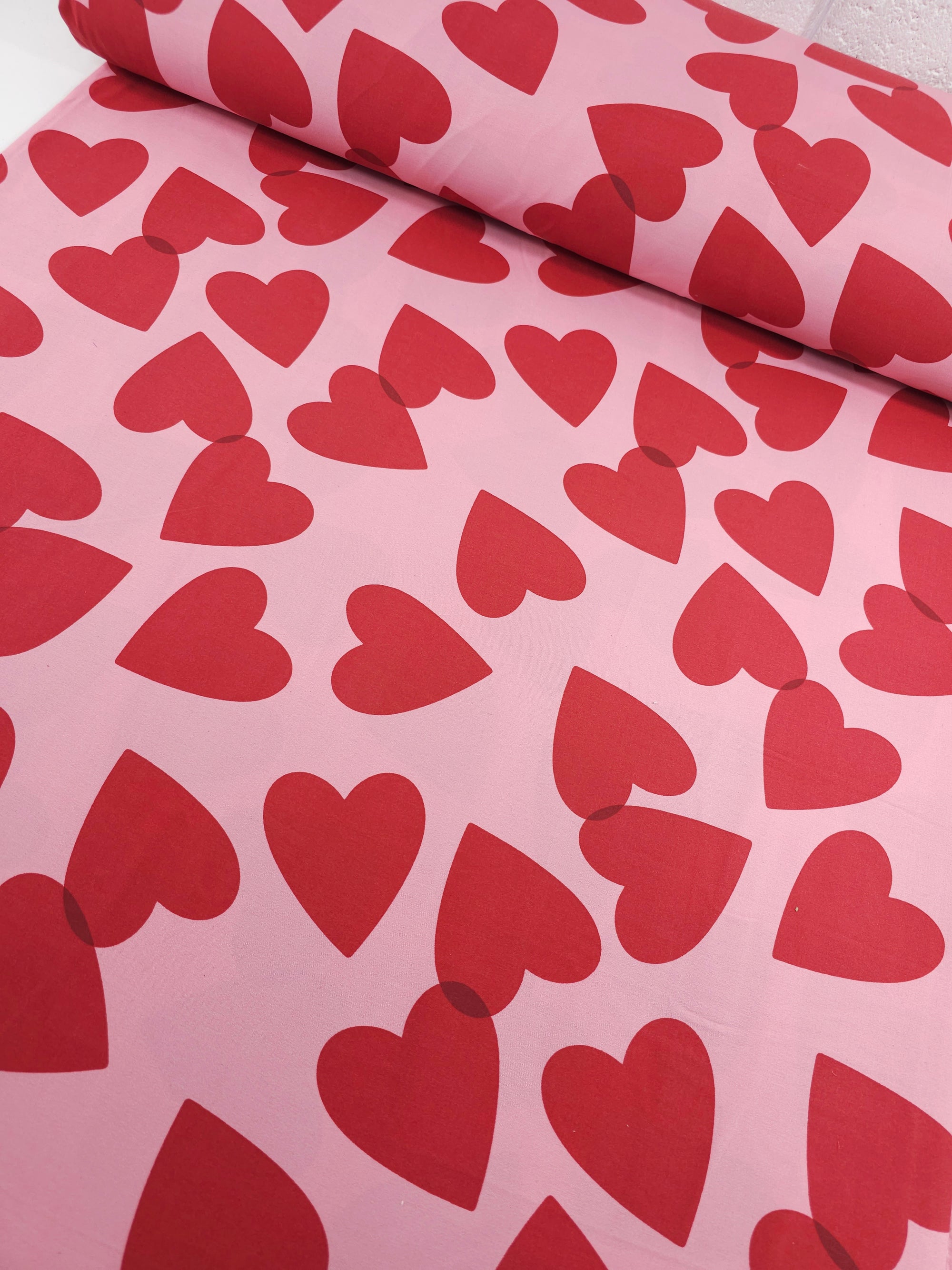 Pink/Red Floating Hearts 100% Cotton 98" *EXTRA WIDE*