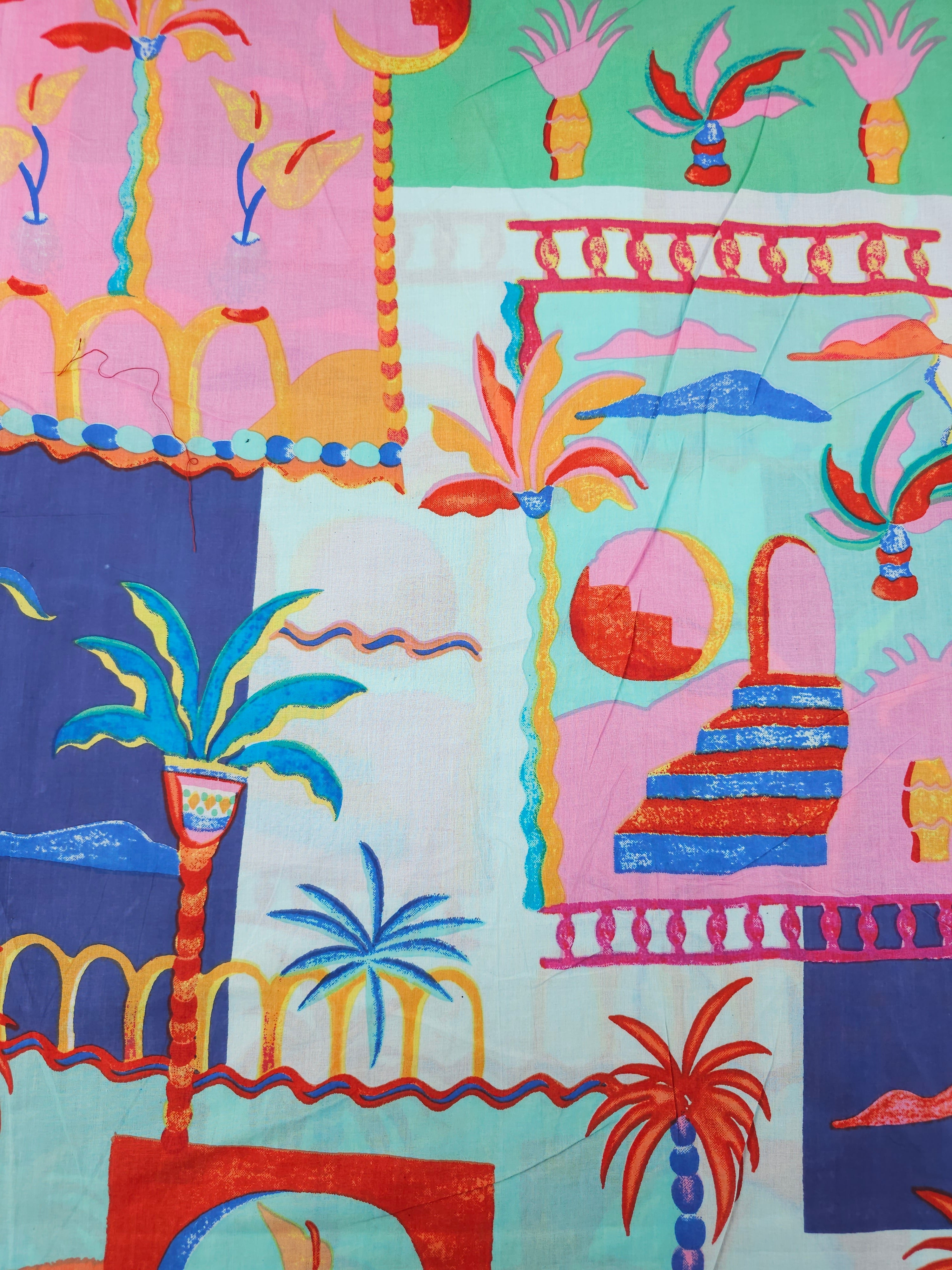 Tropical Palm Tree Scenery Cambric Cotton