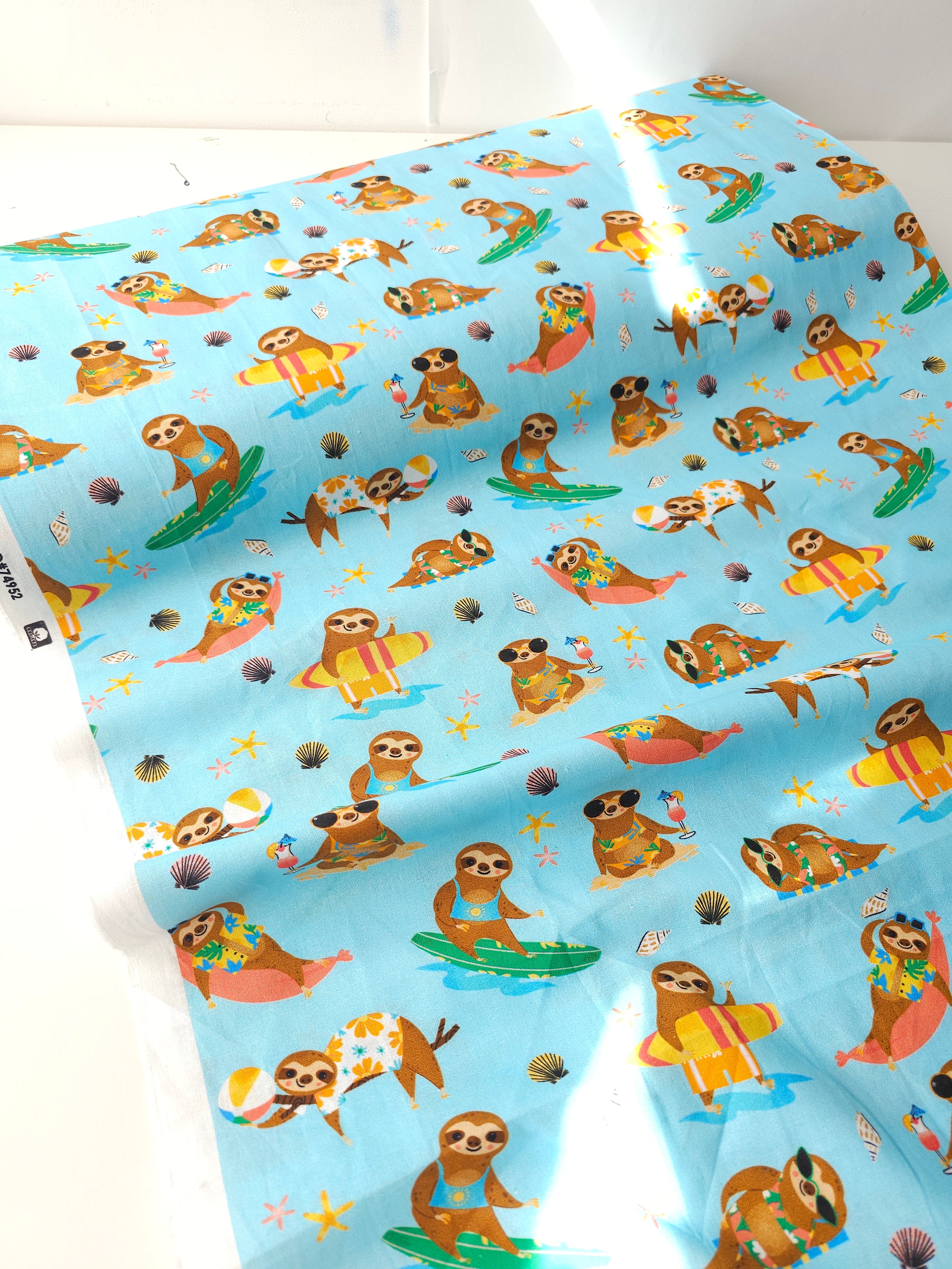 Sloth On Vacation 100% Cotton