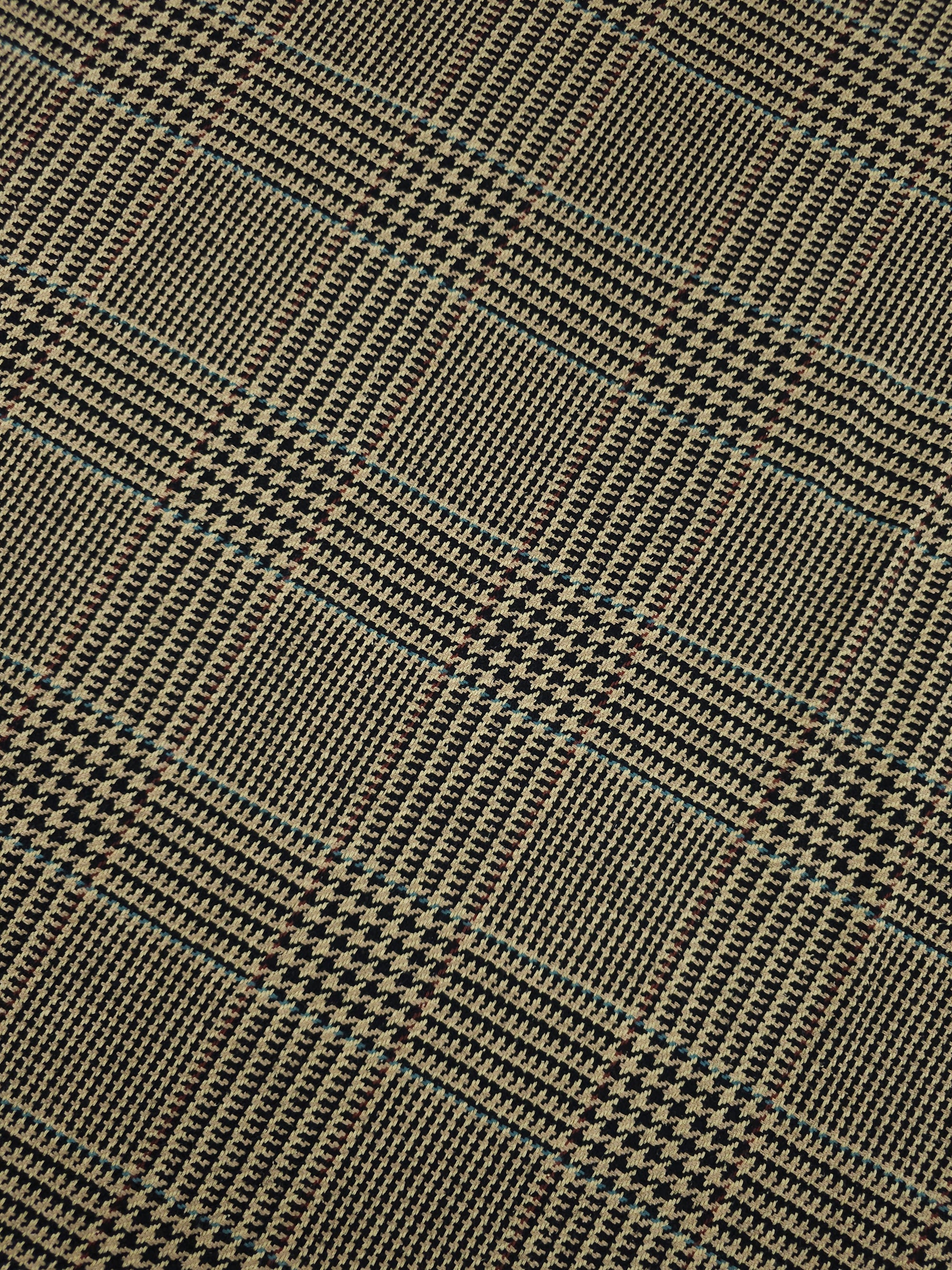 Sand Dogtooth Tartan Check Soft 100% Wool *ABRAHAM MOON*