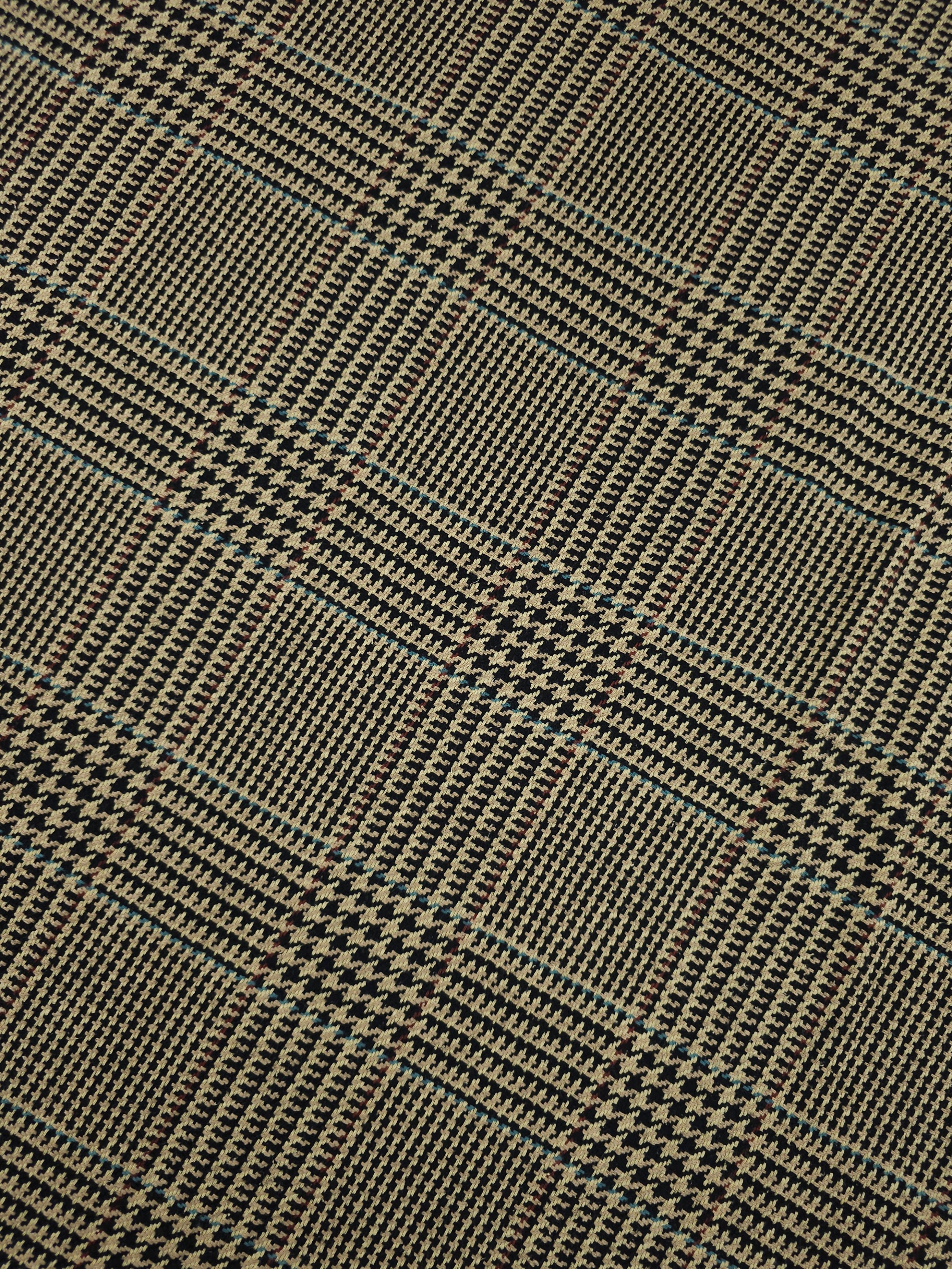 Sand Dogtooth Tartan Check Soft 100% Wool *ABRAHAM MOON*