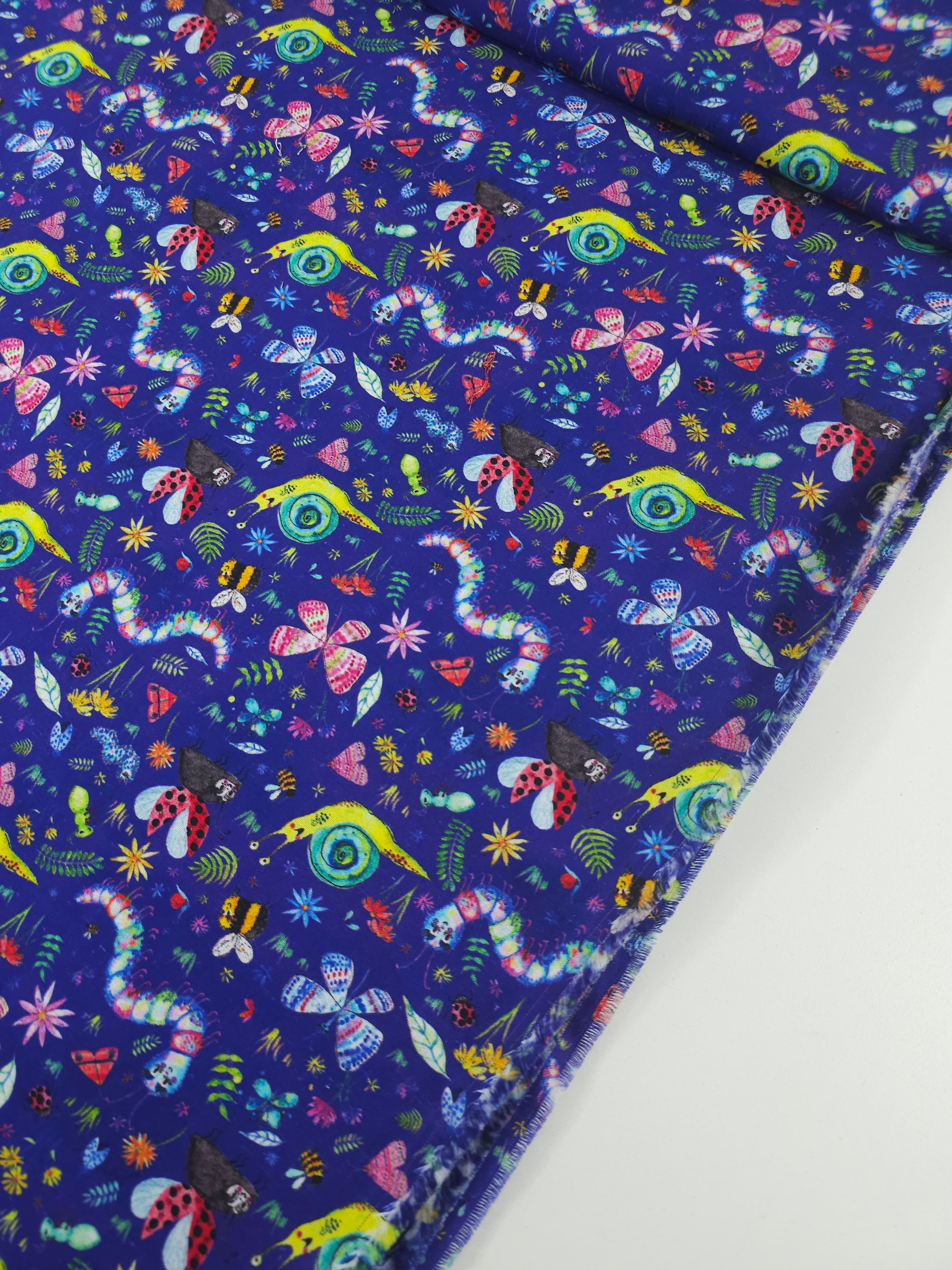 Bluey Purple Insect 100% Cotton