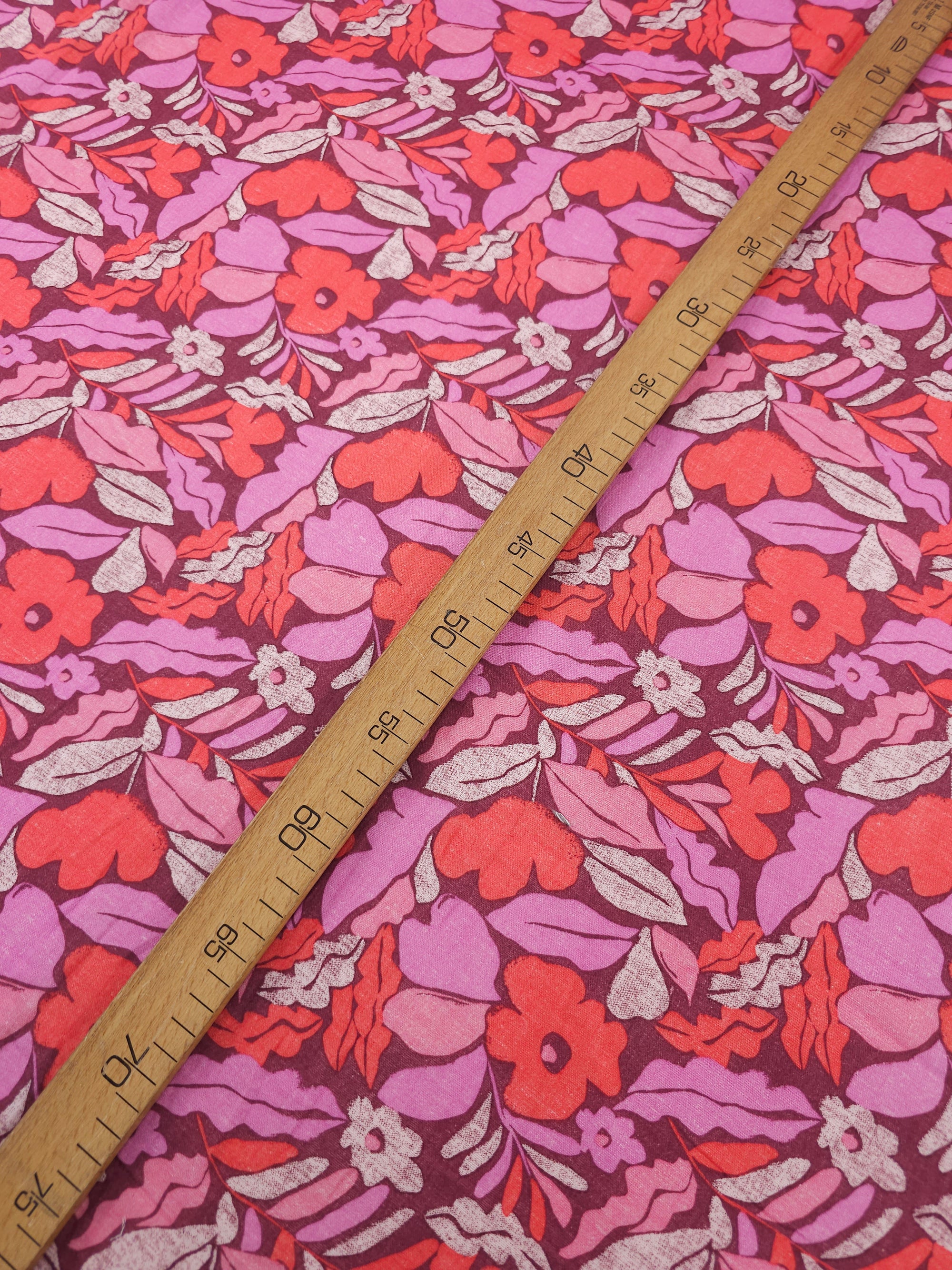 Coral/Purple Tones Vintage Floral Double Gauze