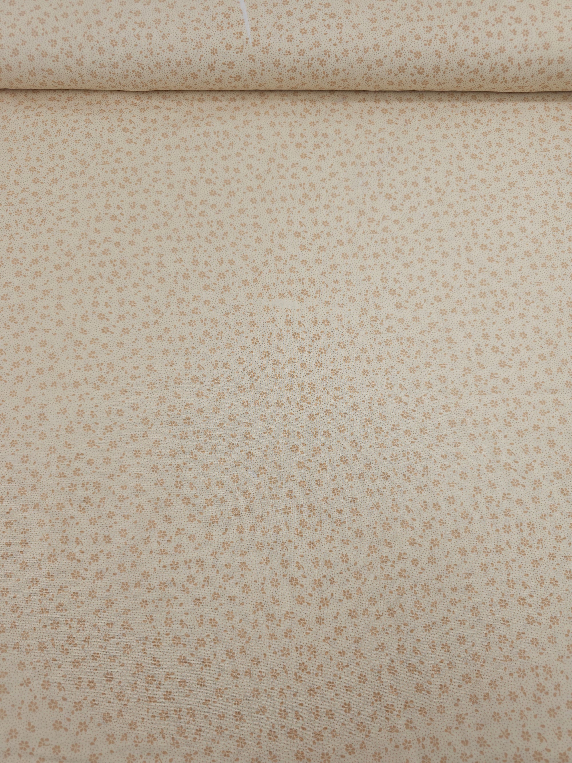 Pale Beige Ultra Mini Tossed Flowers Lightweight Cotton 60" *DEFECT*