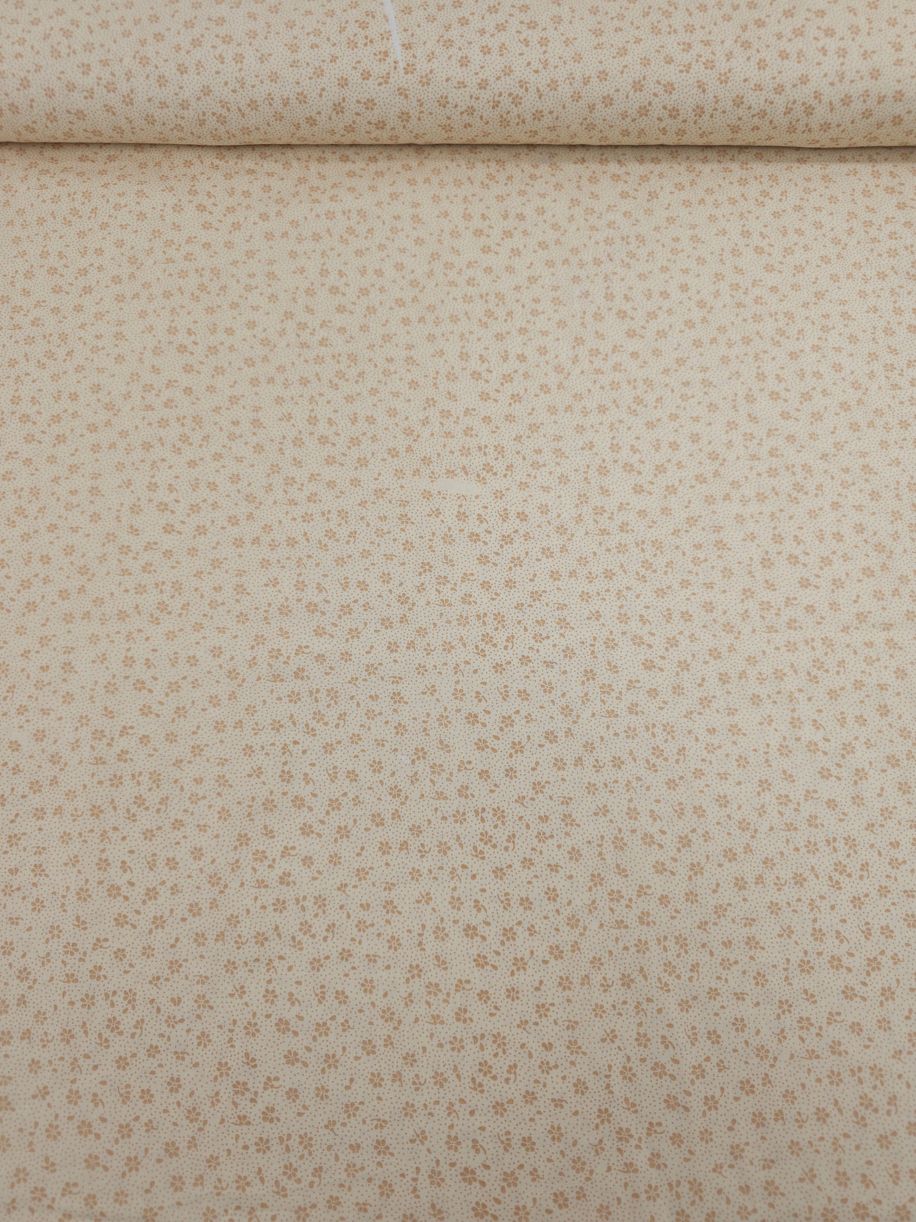 Pale Beige Ultra Mini Tossed Flowers Lightweight Cotton 60" *DEFECT*